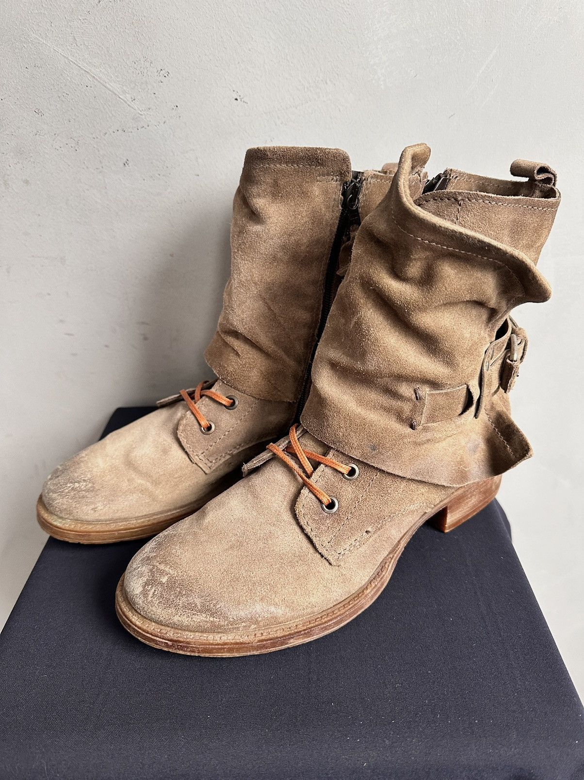 A.S.98 Wow😻LEATHER BOOTS AS 98 IFSIXWASNINE METAL ZIP FAUX POELL Size US 7.5 / EU 40-41 - 4 Thumbnail
