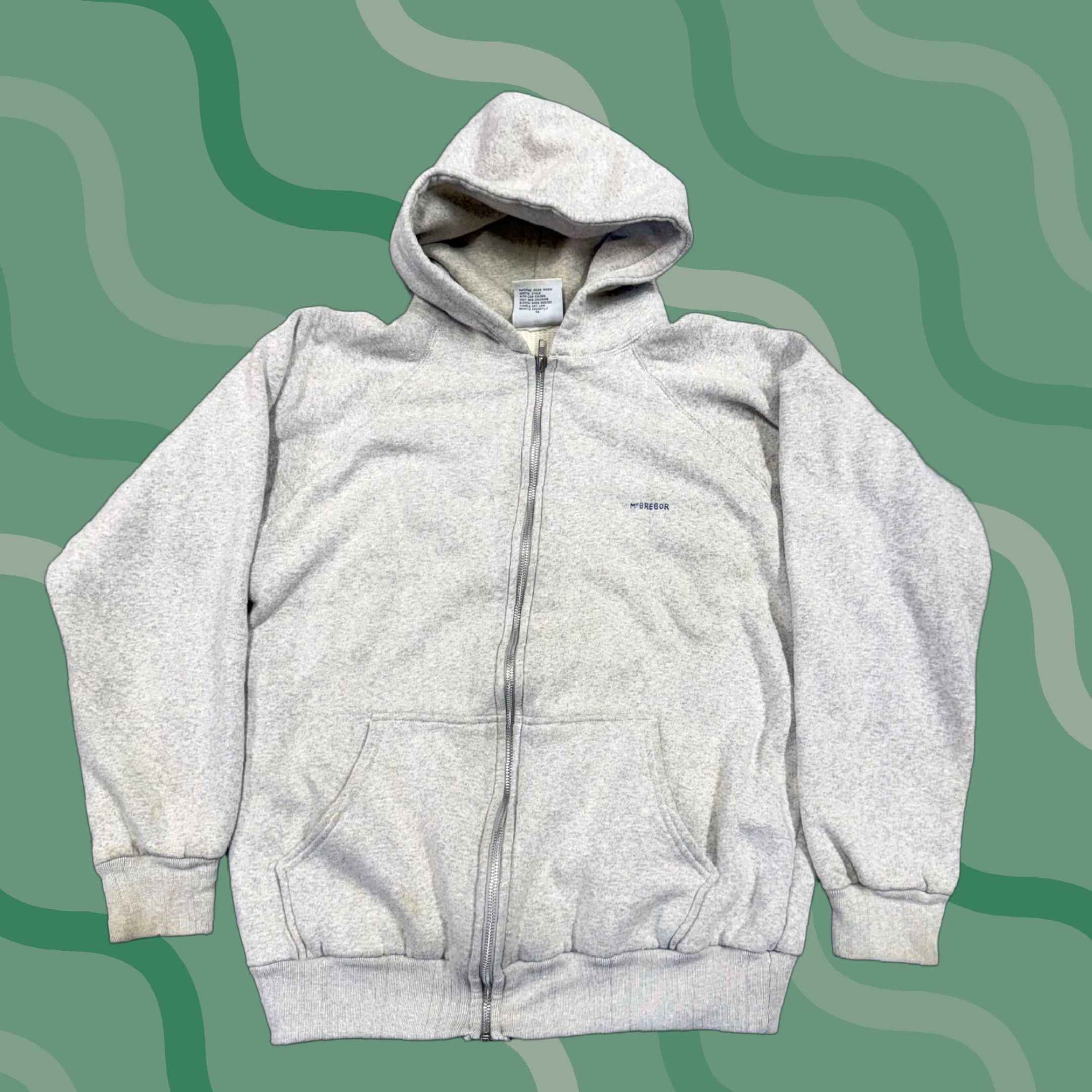 McGregor McGregor Hoodie Mens XL Gray Full Zip Thermal Lined Sweatshirt 80s Vintage Full Zip Pockets Embroidered Logo Zipper Size US XL / EU 56 / 4 - 1 Thumbnail