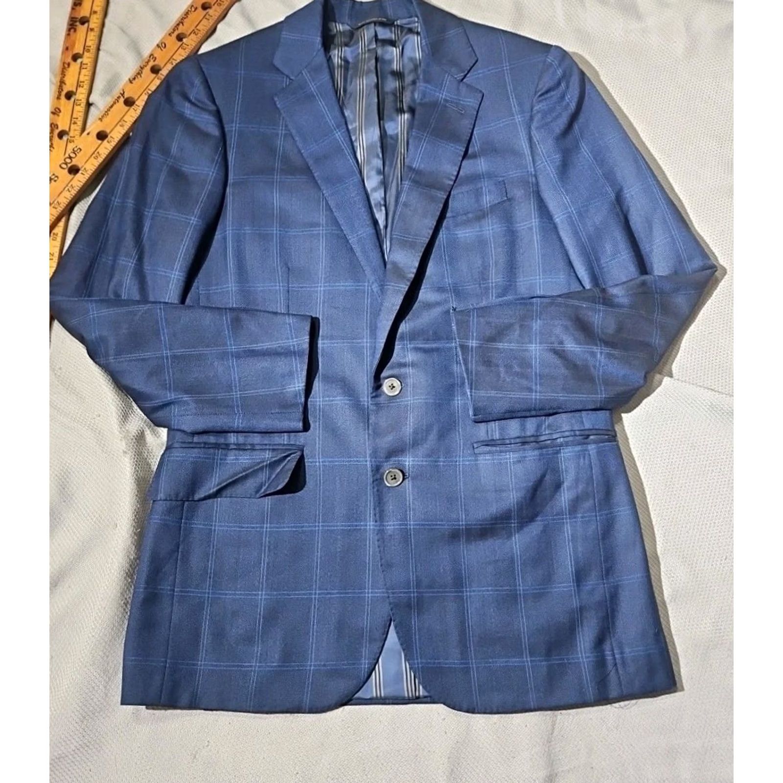 Brooks Brothers Brooks Brothers Blazer Mens 40 Navy Blue Windowpane Plaid Sport Coat Jacket Size 40R - 2 Thumbnail