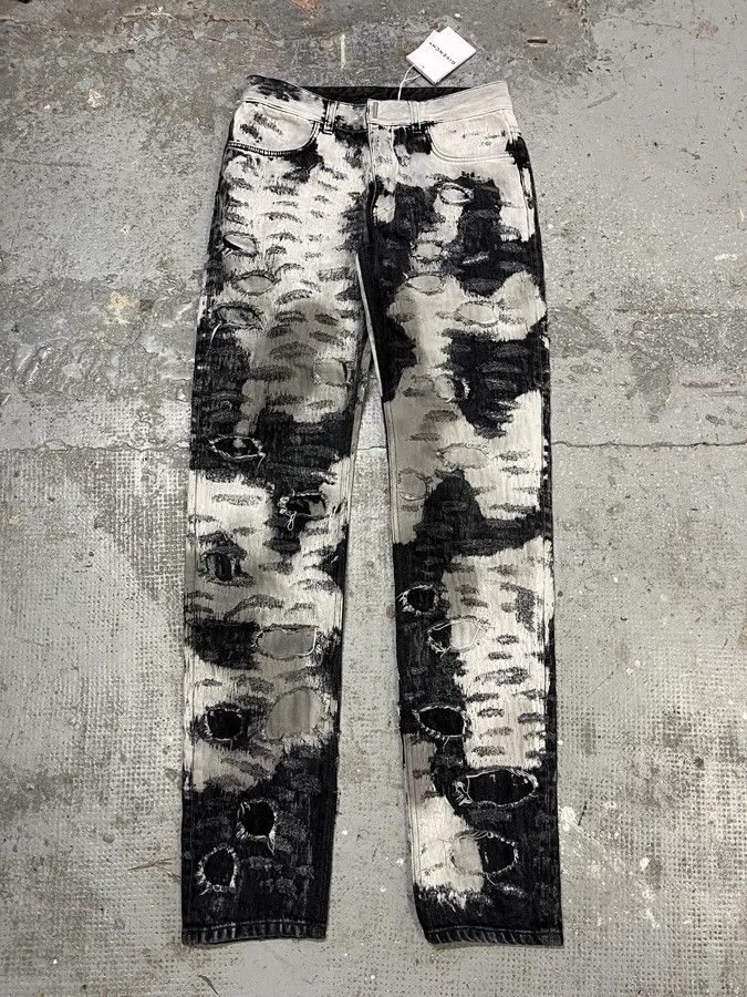 AW2022 Givenchy Distressed Monochrome Slim Jeans - Main Image