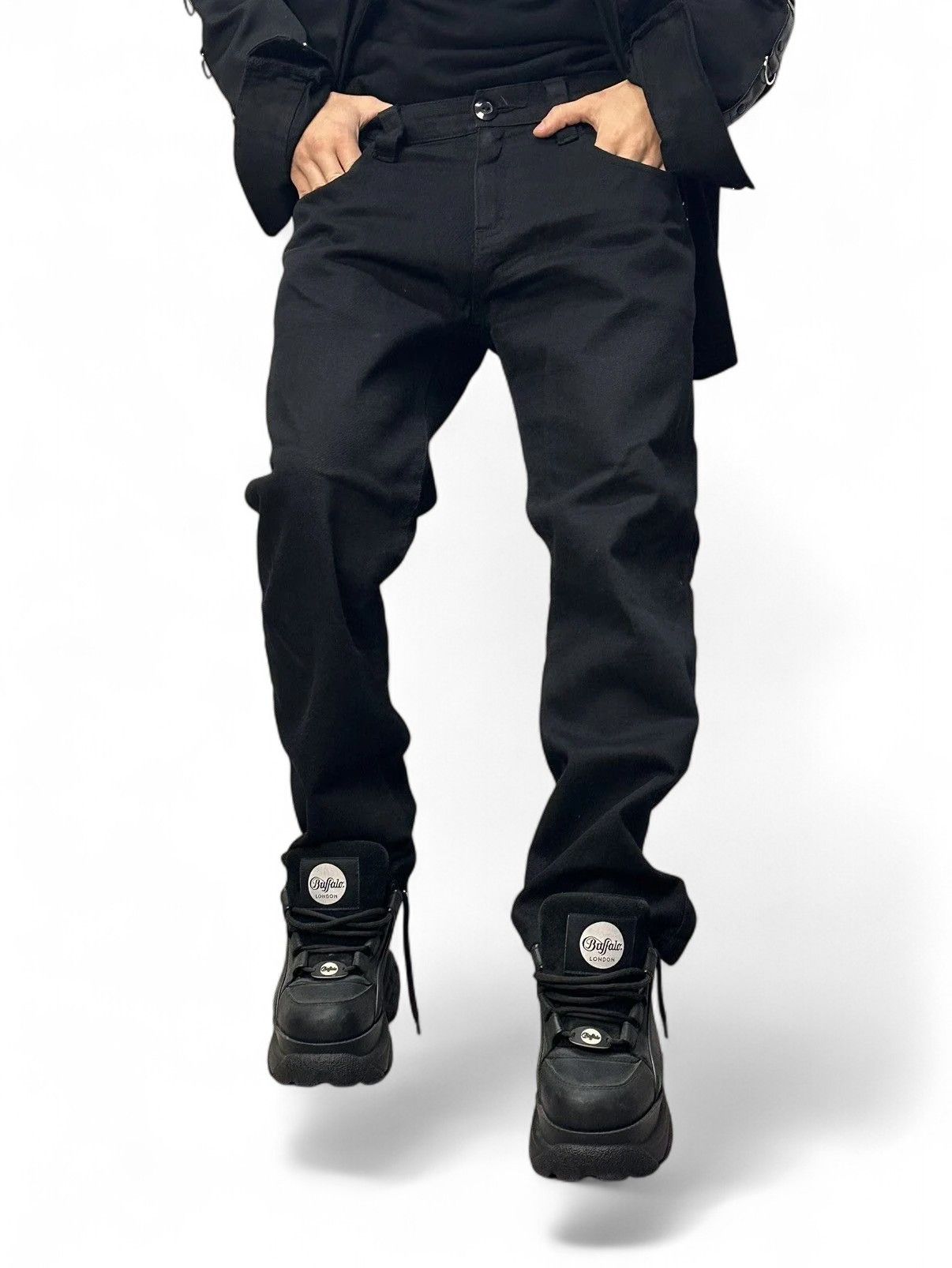 Gotcha Vixxsin Y2K Black Denim Pants Gothic Punk Streetwear Size US 34 / EU 50 - 4 Thumbnail