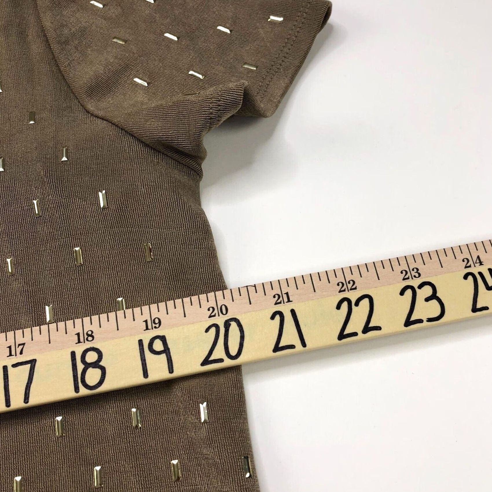 Vintage Travelers By Chico's Blouse Shirt Womens 2 Acetate Slinky Detailed Asymmetrical Pullover Top Short Sleeve Round Neck Brown XS? Size XS / US 0-2 / IT 36-38 - 6 Thumbnail
