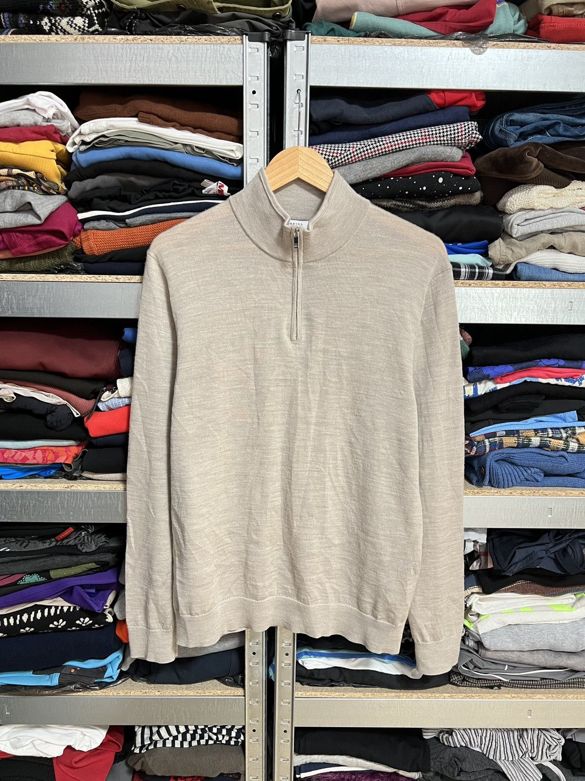 Reiss Reiss 1/4 Zip Wool Sweater Long Sleeve Sweatshirt Pullover L Size US L / EU 52-54 / 3 - 1 Thumbnail
