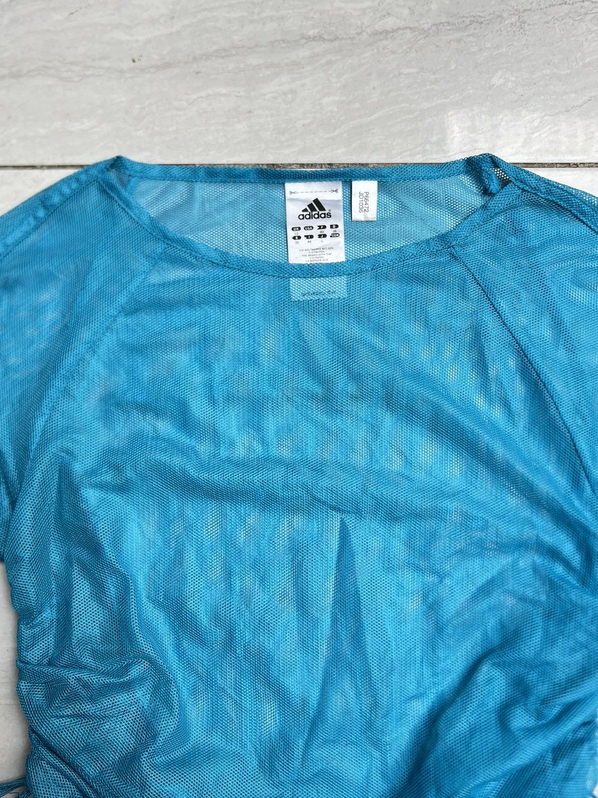 Adidas ADIDAS Blue Mesh T-shirt Size US XS / EU 42 / 0 - 8 Thumbnail