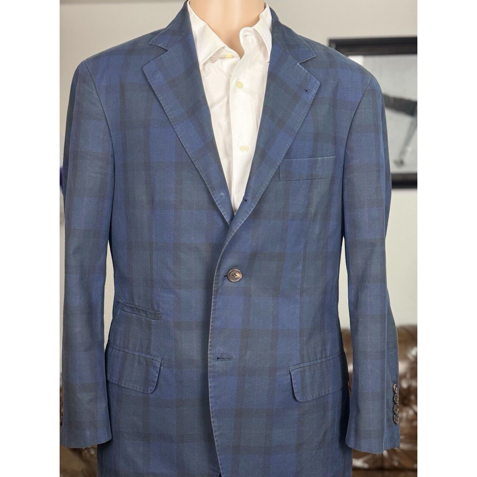Brunello Cucinelli Brunello Cucinelli Blackwatch Plaid Cotton Blazer Jacket 40 Size 40R - 3 Thumbnail