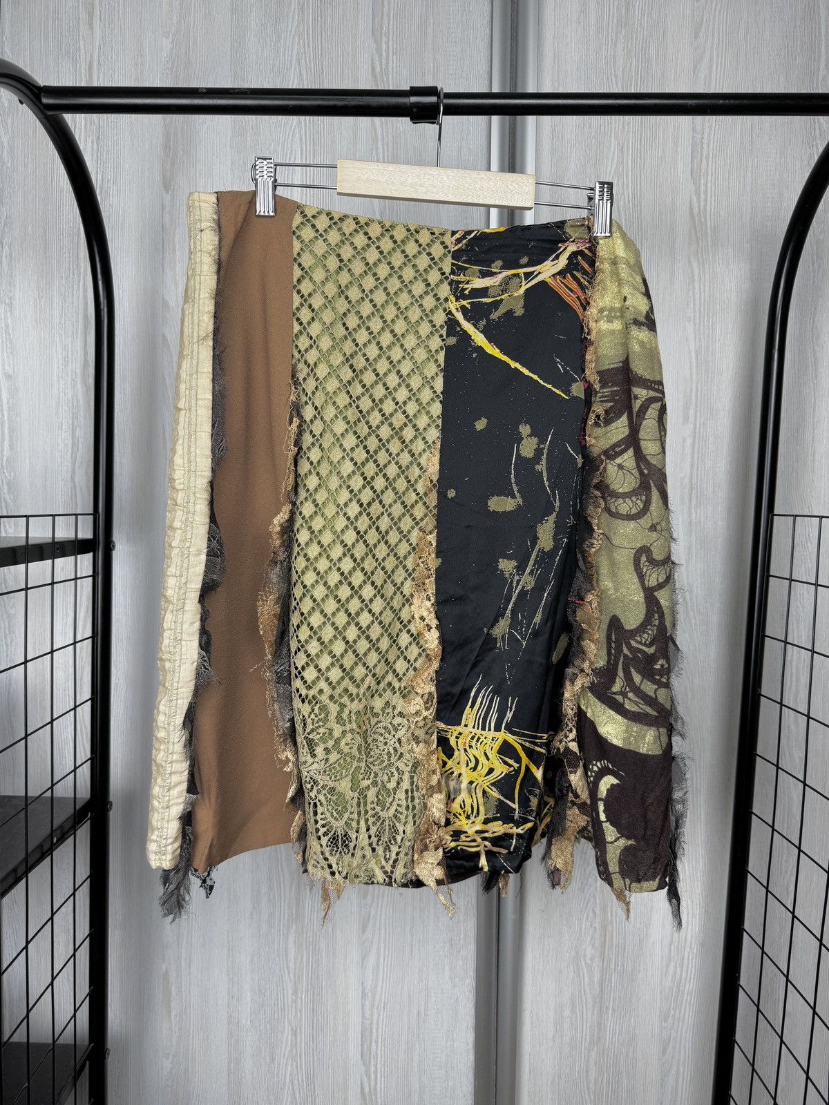 Bazar Christian Lacroix Patchwork silk printed knee skirt