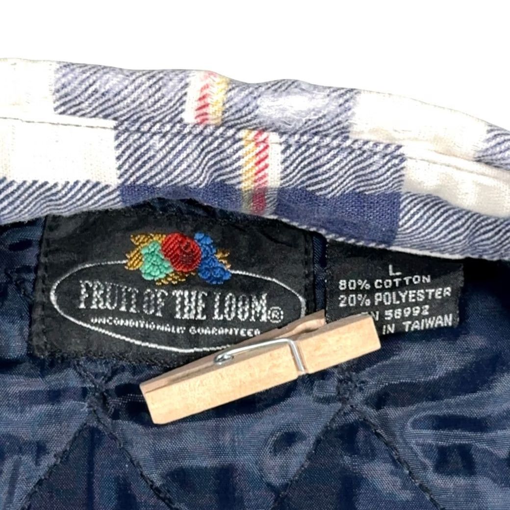 Fruit Of The Loom VINTAGE Fruit of the Loom Shirt Plaid Flannel Shacket 90s Blue Adult LARGE Button-Up Long Sleeve Mens Regular XS? Size US L / EU 52-54 / 3 - 4 Thumbnail