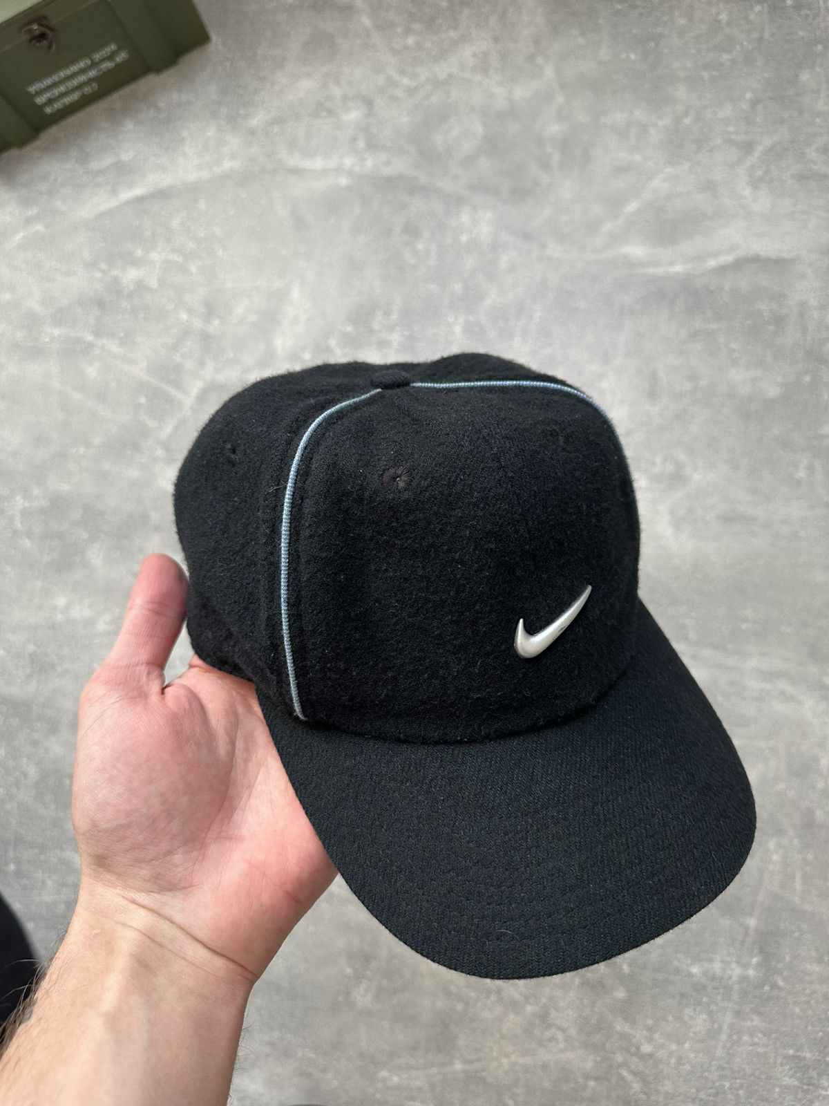 Nike × Vintage 90s Nike Wool Felt Hat Black Size ONE SIZE - 2 Thumbnail