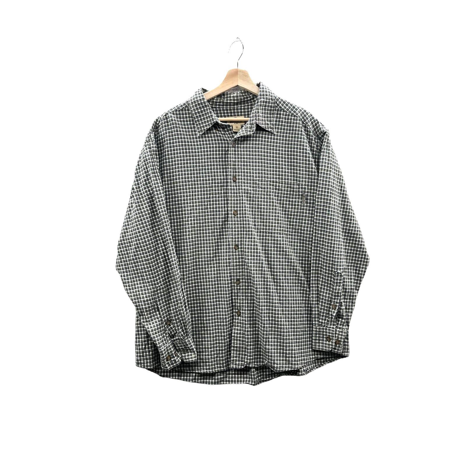 Vintage × Woolrich Woolen Mills Woolrich Men's Green Micro Check Button Down L/S Shirt Size US XL / EU 56 / 4 - 1 Thumbnail