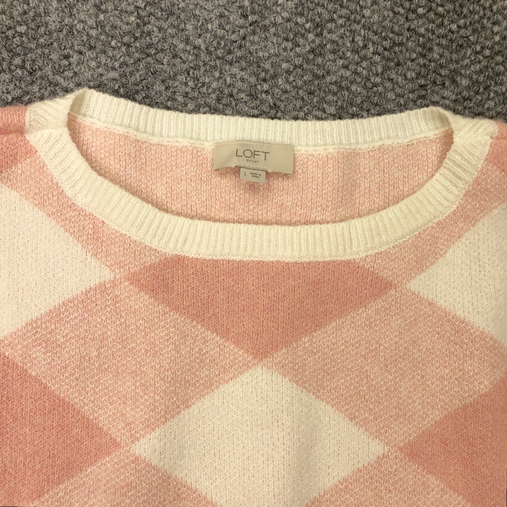 Loft LOFT Womens Sweater Large Pink Plaid Long Sleeve Pullover Casual Size L / US 10 / IT 46 - 3 Thumbnail