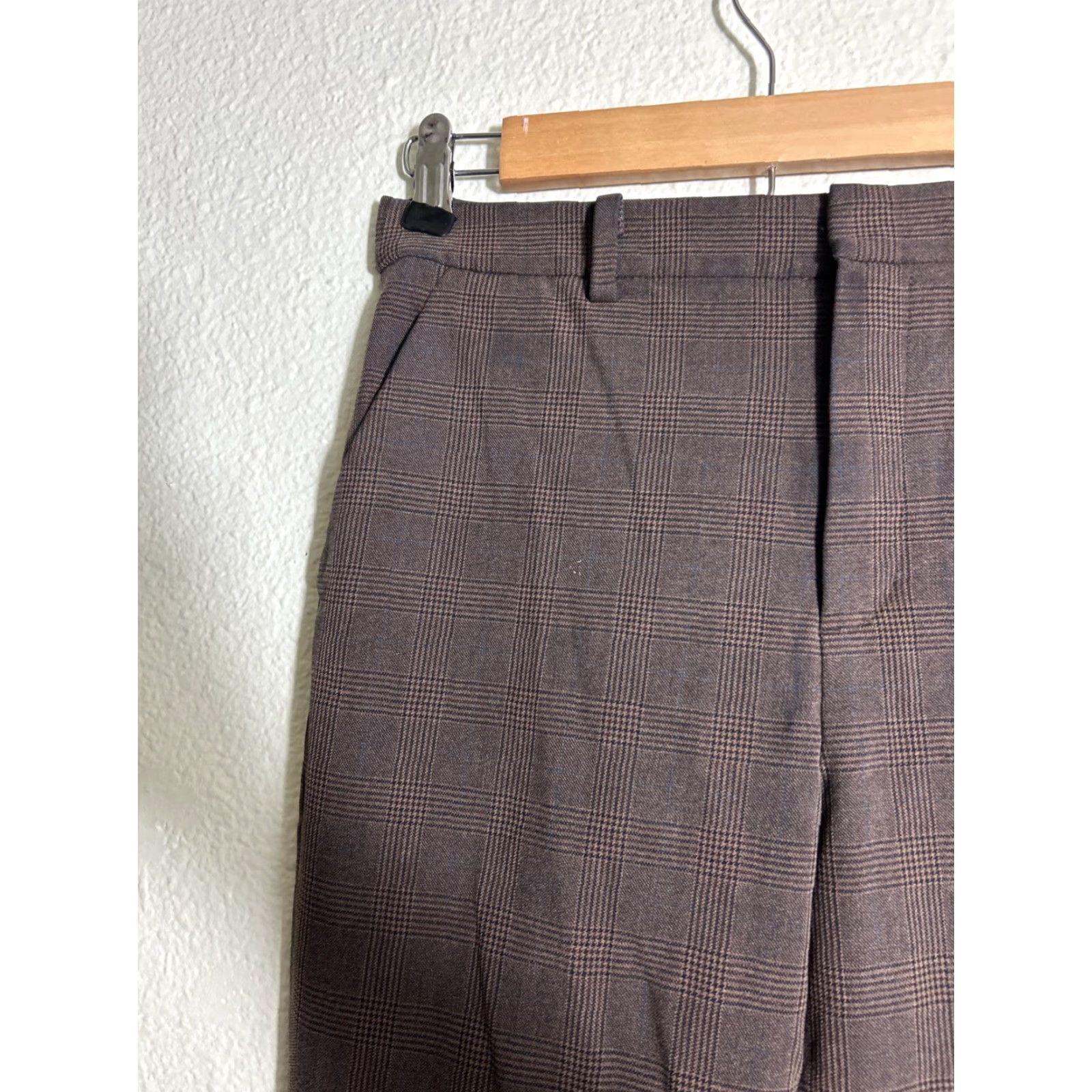 Uniqlo VINTAGE Uniqlo Women's Small Brown Plaid Dress Pants Polyester 27x27 Size 28" / US 6 / IT 42 - 5 Thumbnail