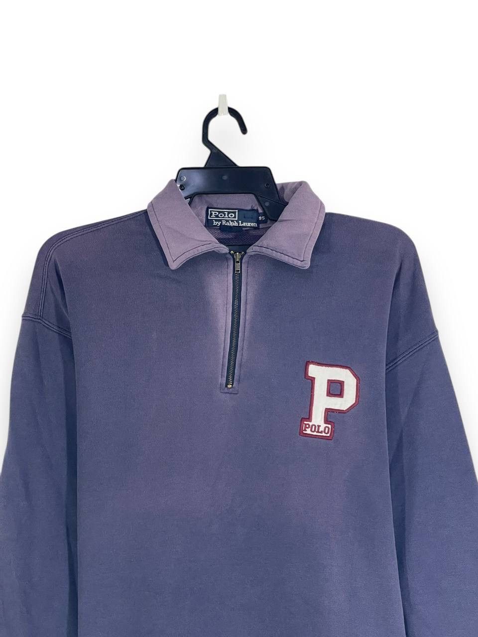 Polo Ralph Lauren Vintage polo half zip collar distressed sun faded sweatshirt Size US M / EU 48-50 / 2 - 2 Thumbnail