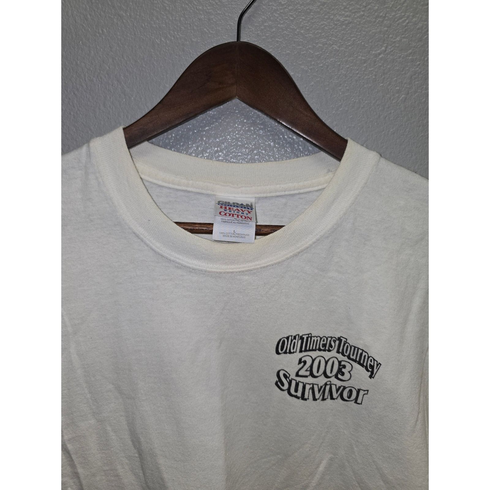 Vintage Vintage Wrestling Shirt Old Timers Tourney White Tee Large Size US L / EU 52-54 / 3 - 3 Thumbnail