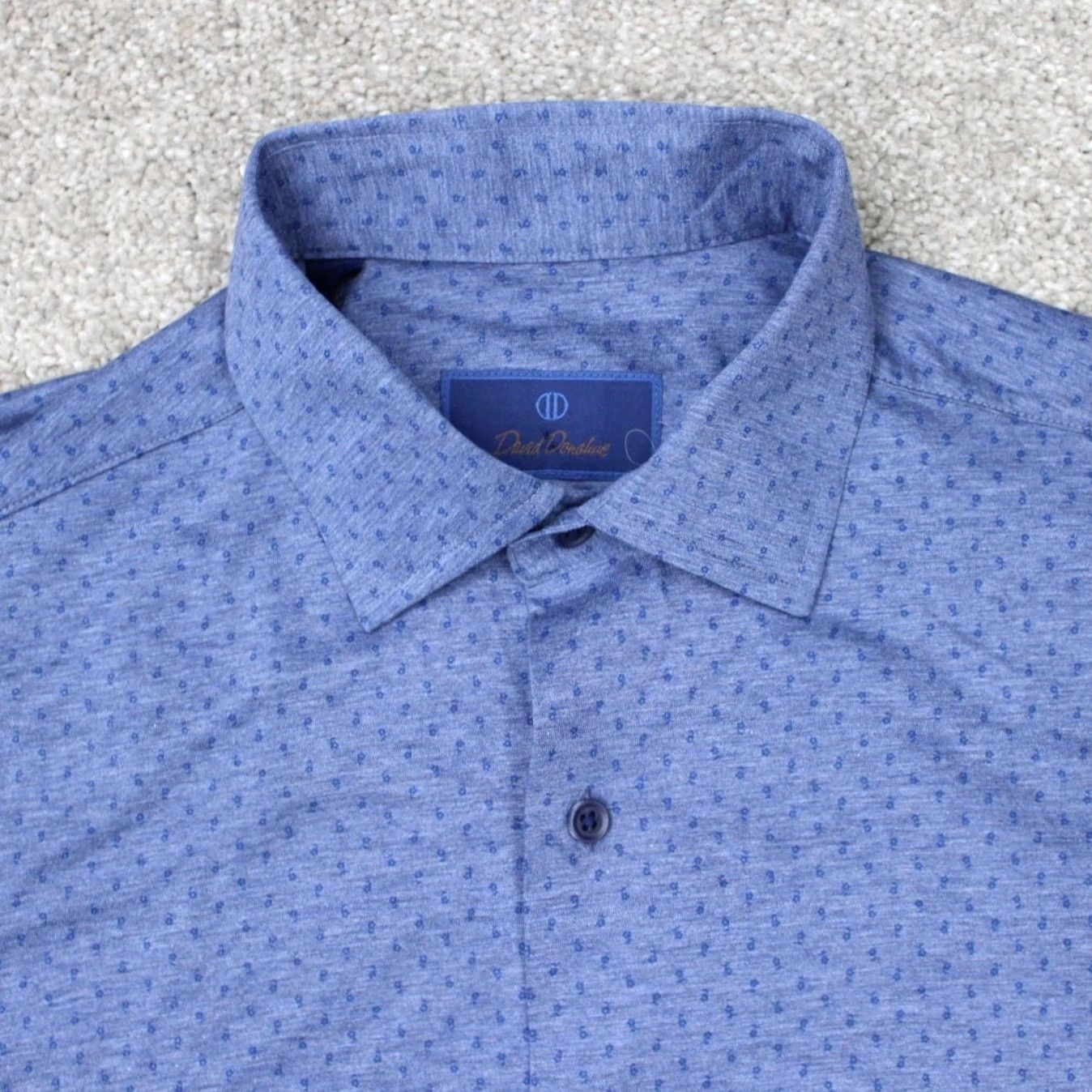 David Donahue David Donahue Shirt Mens 15 Medium Blue Fusion 100% Cotton Long Sleeve Button Dress Shirt Size US M / EU 48-50 / 2 - 7 Thumbnail