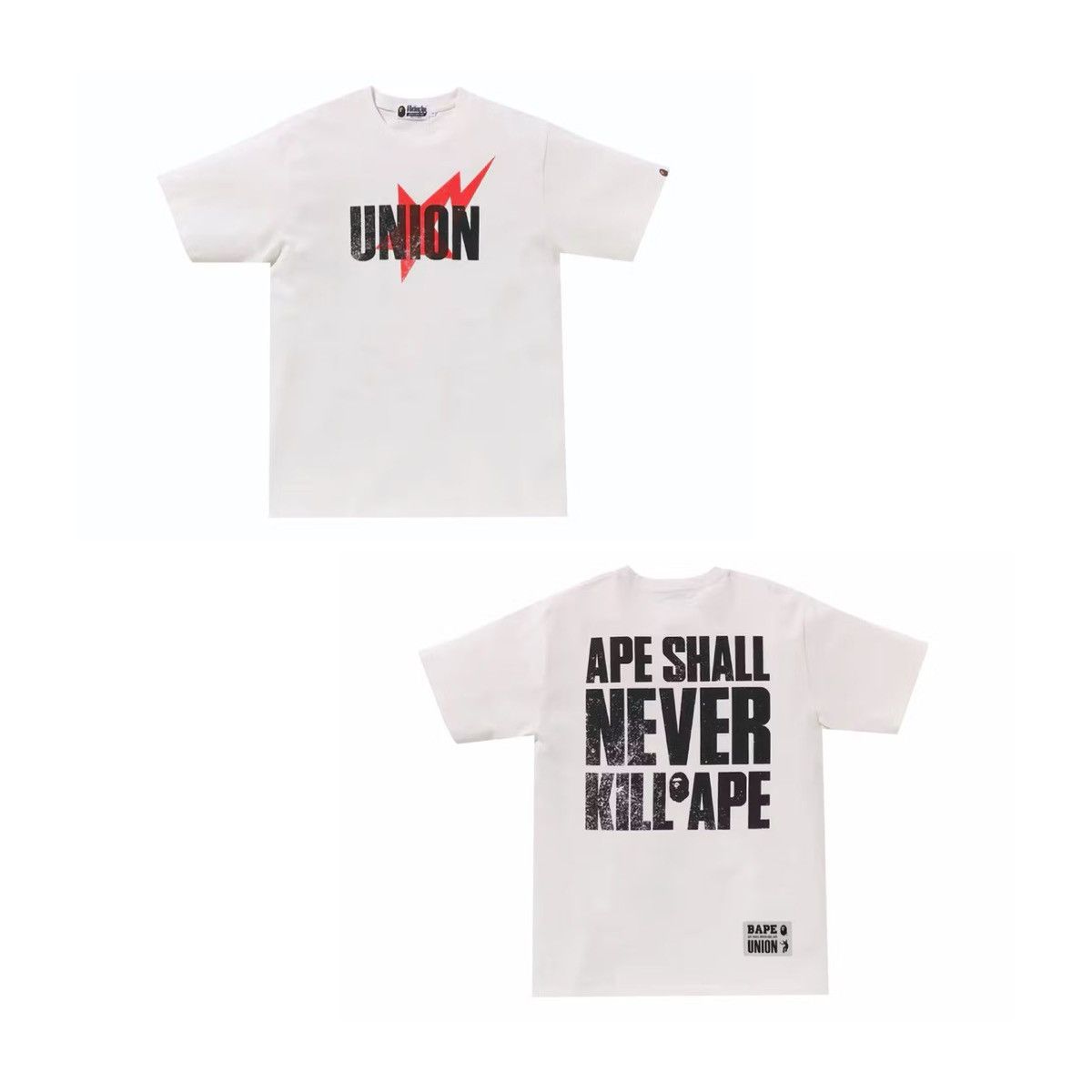 image of Bape x Union Pigment Dyed Ape Head Tee Black in White, Men's (Size XL)