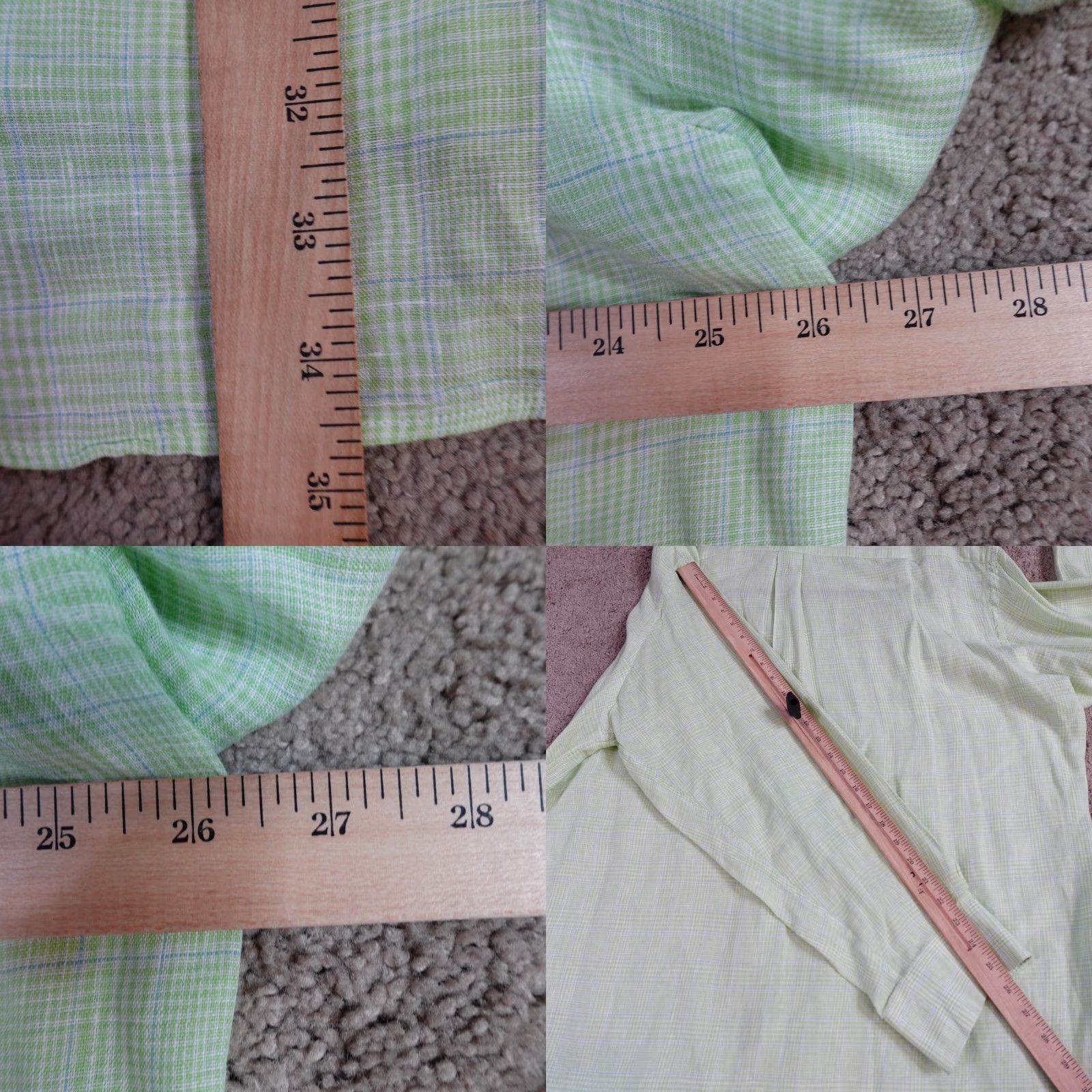 Peter Millar Peter Millar Mens Shirt XL Green Plaid 100% Linen Button Front Size US XL / EU 56 / 4 - 8 Thumbnail
