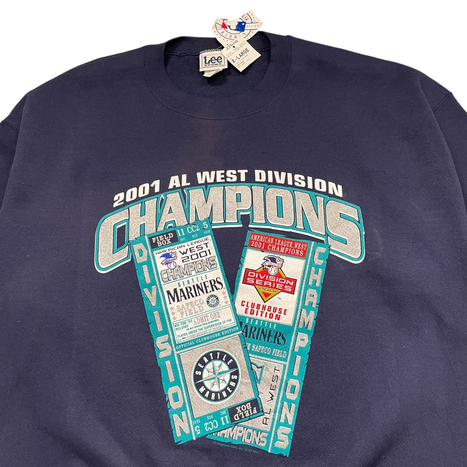 MLB VTG SEATTLE MARINERS LEE SPORT 2001 WEST CHAMP SWEATSHIRT Size US XL / EU 56 / 4 - 2 Thumbnail