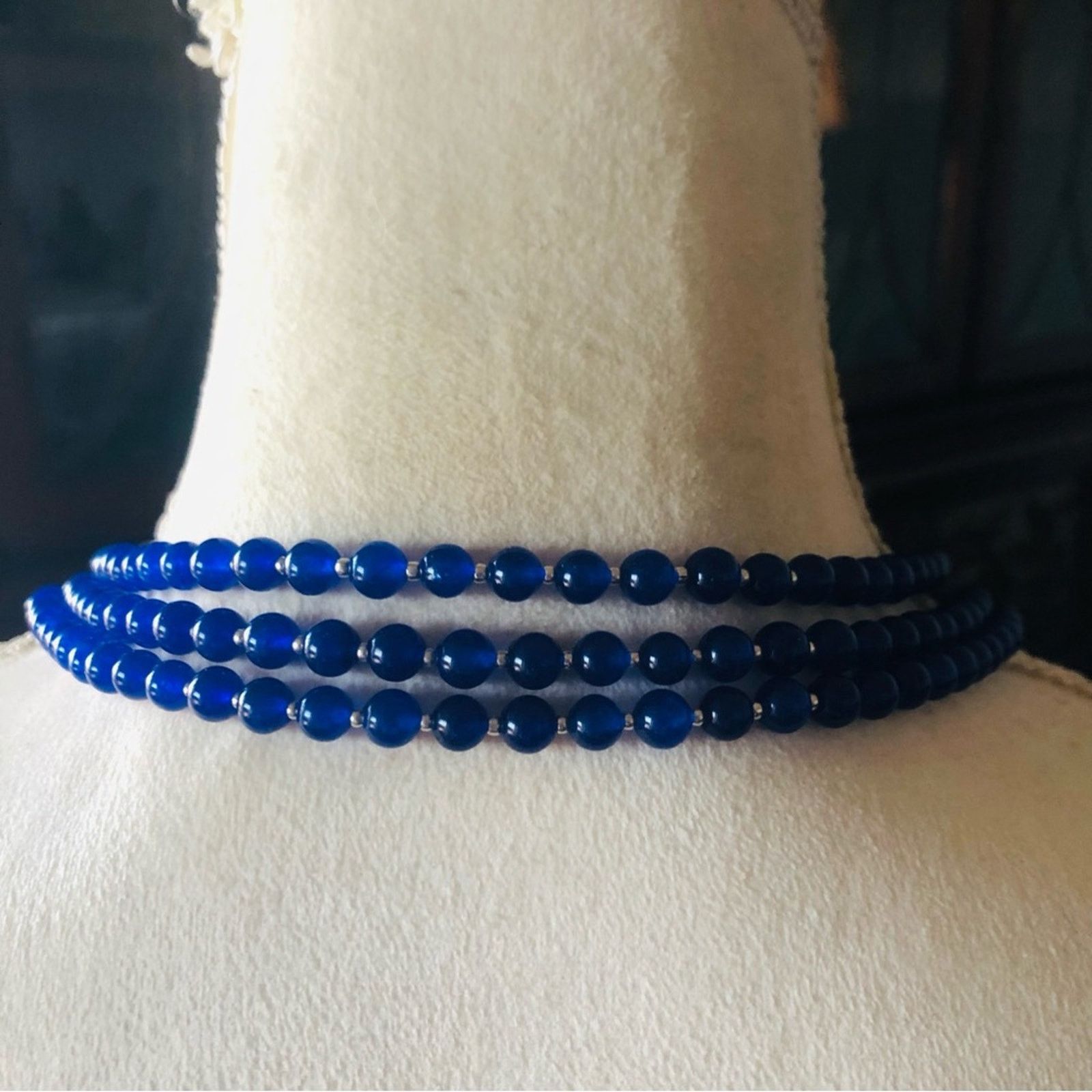 Handmade Handcrafted lazurite bead oval lapis stone clasp necklac Size ONE SIZE - 7 Thumbnail