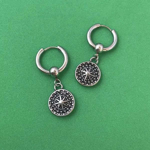 Designer × Jewelry 925 Silver Plated Sun Dangle Drop Earrings for Men Women Size ONE SIZE - 4 Thumbnail