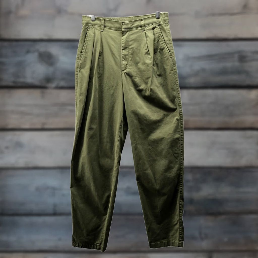 Gap Gap High Rise Pleated Khaki Trouser Pants Womens 12 Tall Army Green Relaxed Size 34" / US 12 / IT 48 - 1 Thumbnail