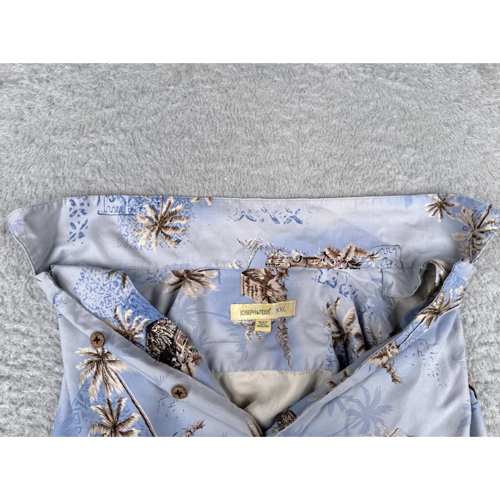 Joseph Joseph & Feiss Shirt Men 2XL XXL Blue Hawaiian 100% Silk Aloha Beach Flower Resort Vacation Size US XXL / EU 58 / 5 - 3 Thumbnail