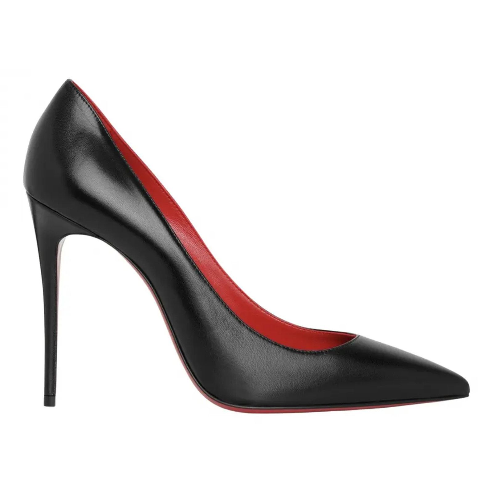 Christian Louboutin Kate 100 Black Leather Loubi Red Lining Pointed Heel Pump 41 Size US 11 / IT 41 - 1 Thumbnail