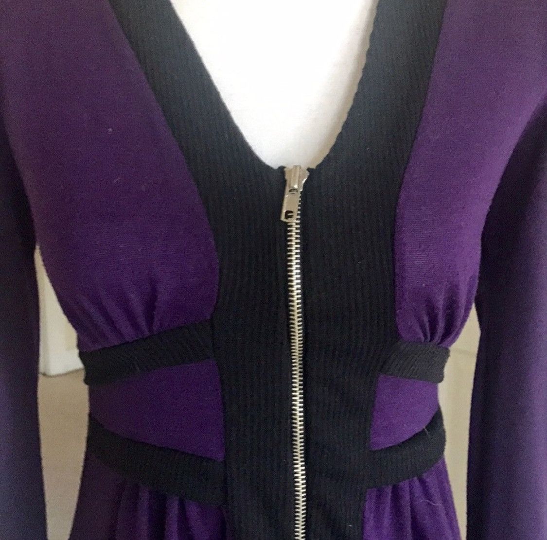 Vintage LVLX BLACK & PURPLE EMBROIDERED ZIP UP SWEATER TUNIC TOP Size M / US 6-8 / IT 42-44 - 2 Thumbnail