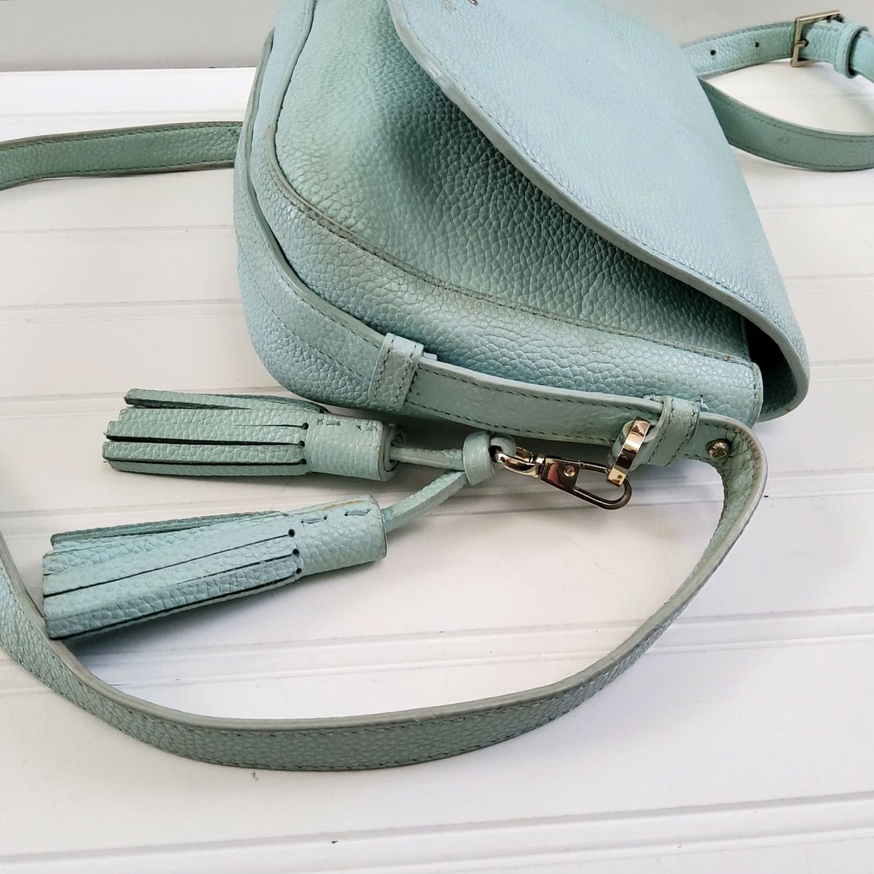 Vintage Kate Spade Orchard Street Penelope Crossbody Shoulder Bag Purse Light Blue Womens Small Leather Size ONE SIZE - 7 Thumbnail