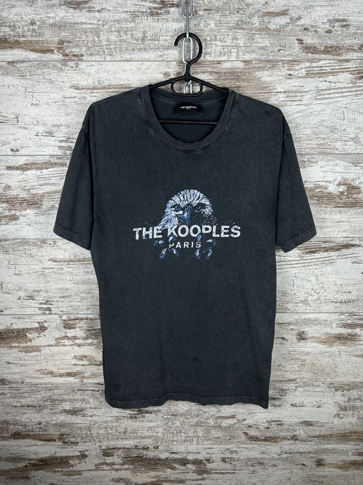Pre-owned The Kooples Mens  Paris T Shirt Big Logo Tee In Black/grey