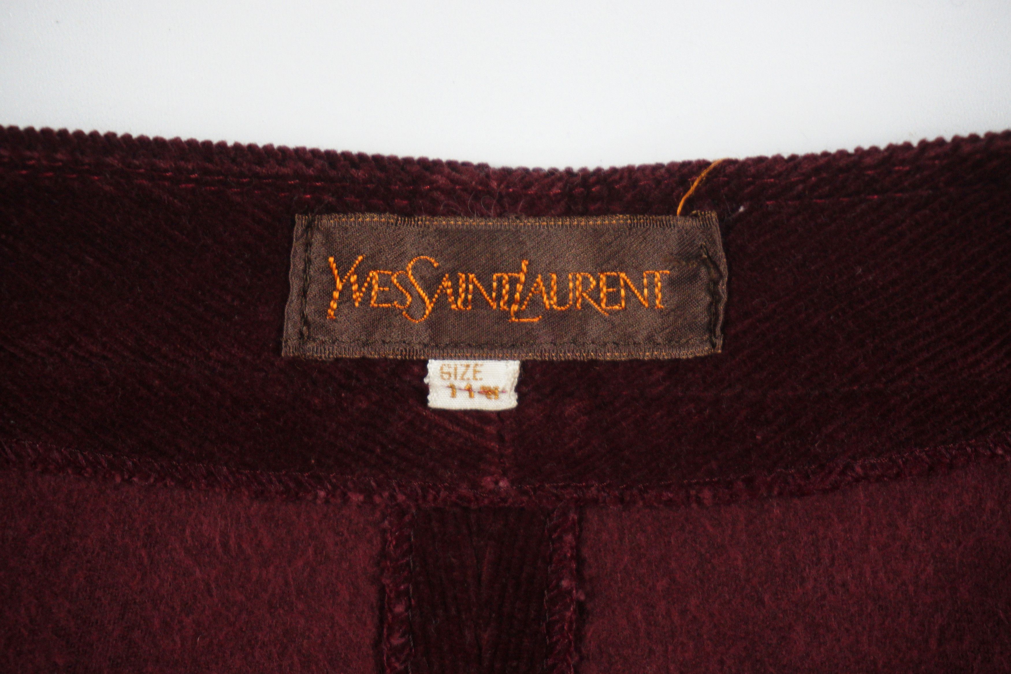 Yves Saint Laurent YSL Yves Saint Lauren Maroon High Waist Wide Corduroy Pants Size 27" / US 4 / IT 40 - 5 Thumbnail