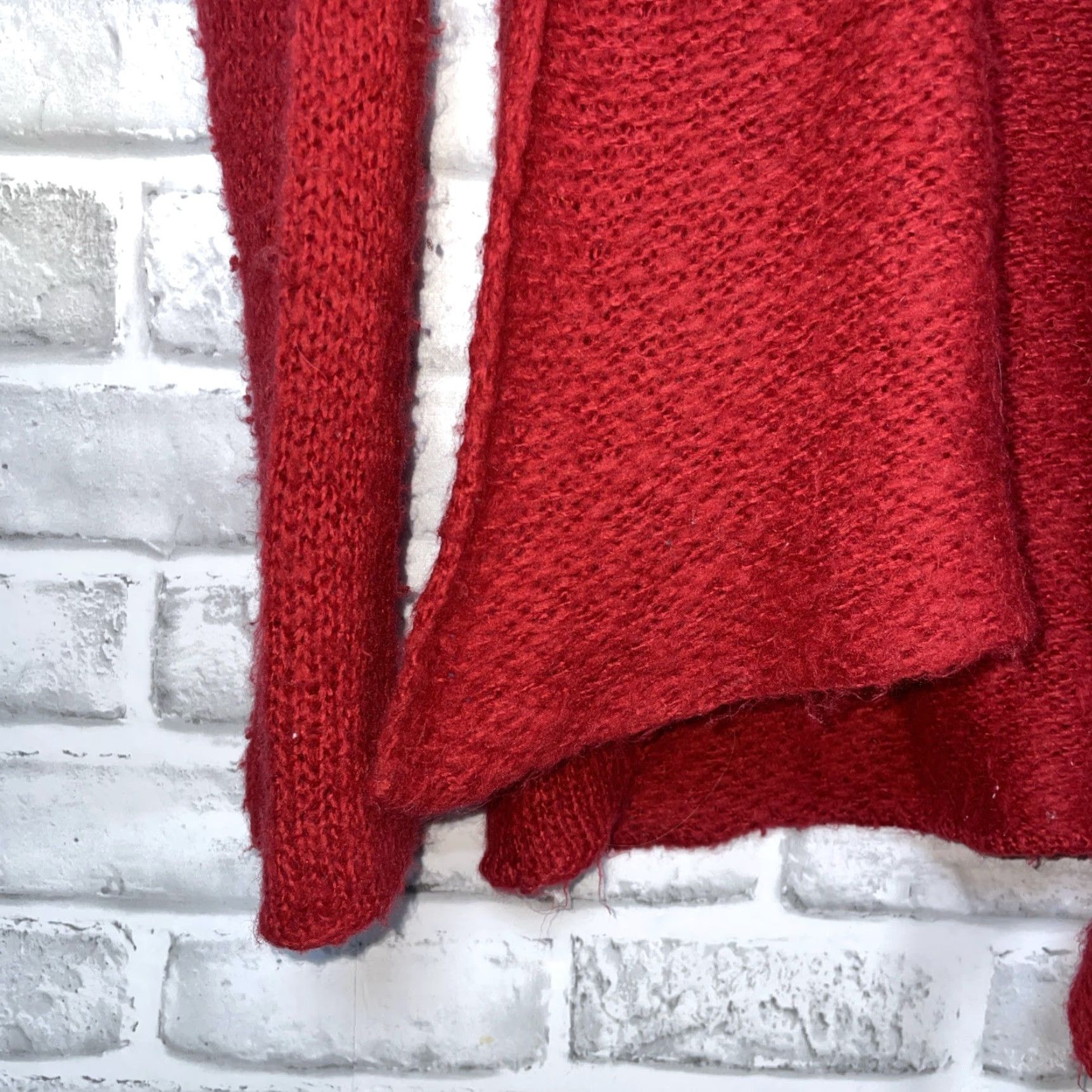 Vintage VINTAGE Wooden Ships Cardigan Sweater Red Open Womens S/M Acrylic Mohair Wool Blend Size S / US 4 / IT 40 - 3 Thumbnail