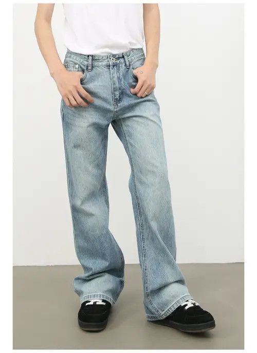 Japanese Brand High street retro washed loose flared jeans for men Size US 32 / EU 48 - 2 Thumbnail