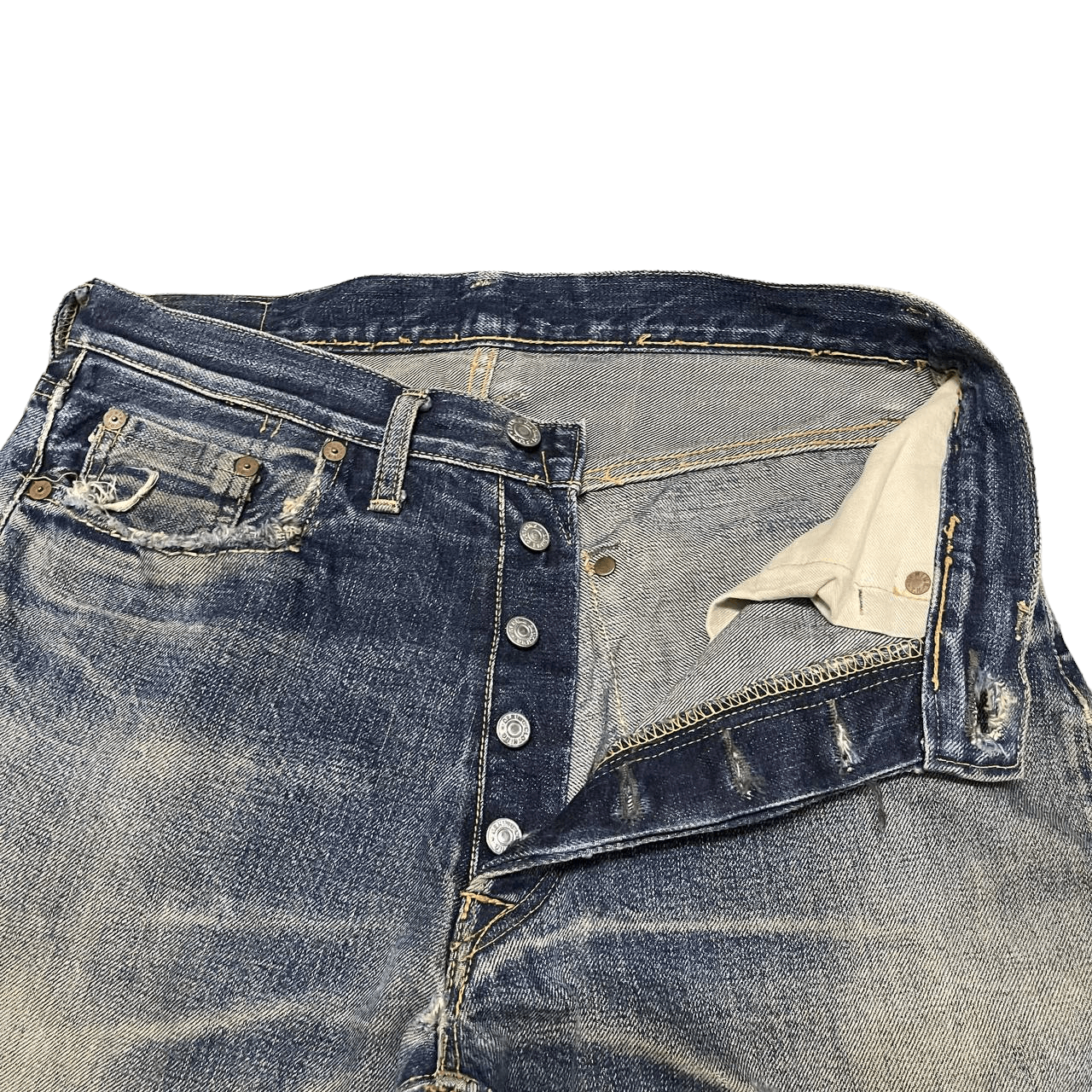 Denime Vintage Denime Japan Thrashed Denim Selvedge Leather Patch Size US 30 / EU 46 - 12 Thumbnail