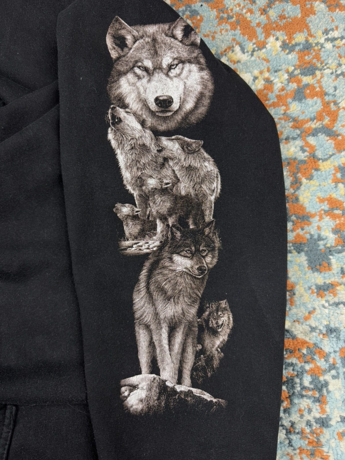 Vintage Vintage 90s Wolf pack full moon forest graphic zip hoodie Size US L / EU 52-54 / 3 - 10 Thumbnail