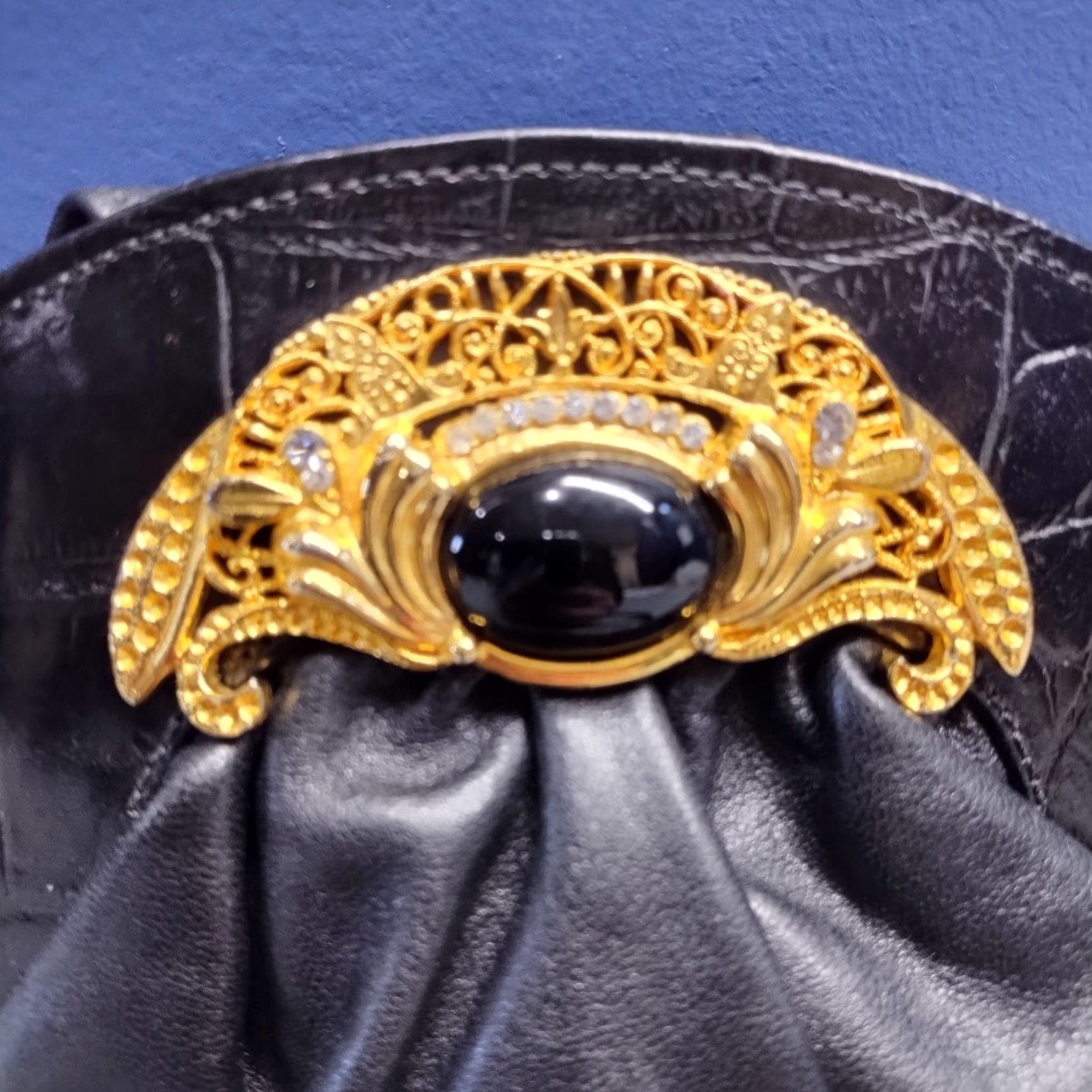 Vintage Marshall Rousso Crossbody Bag Womens Black Beaded Gemstone Evening Nightout, Crossbody, Small, Black, Beaded, Marshall Rousso, Women, Bags Size ONE SIZE - 6 Thumbnail