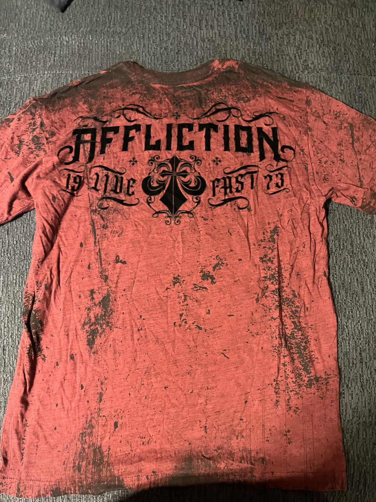 Affliction × Haunted Mound × Vintage Dark Red Skelton Affliction T Shirt Size US L / EU 52-54 / 3 - 2 Thumbnail