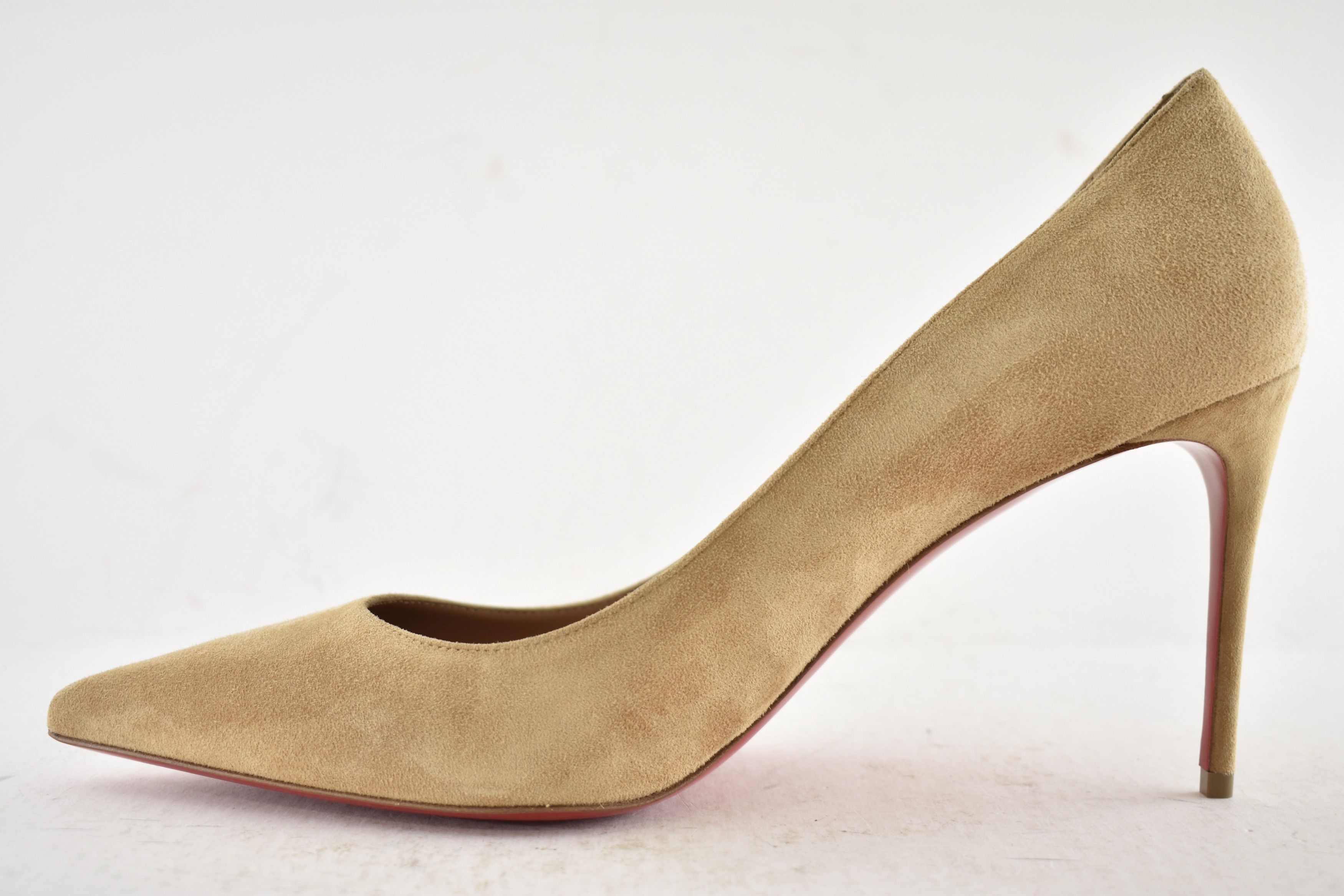 Christian Louboutin Kate 85 Lionne Beige Suede Classic Pointed Toe Heel Pump 42 Size US 12 / IT 42 - 10 Thumbnail