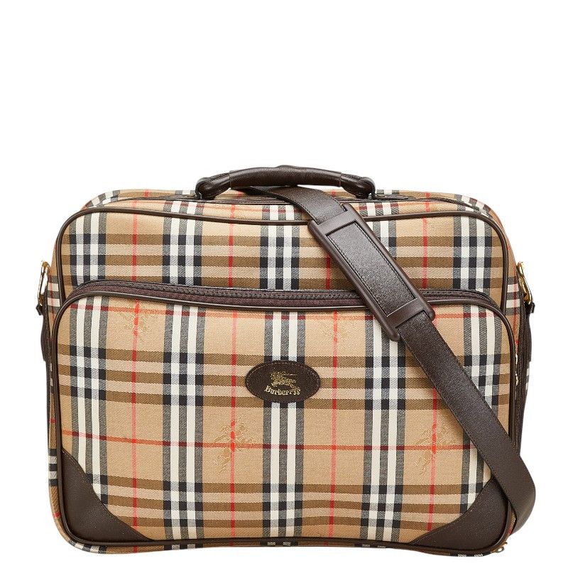 Burberry Burberry Nova Check Shadow Horse Canvas Leather 2Way Bag Canvas Shoulder Bag in Beige, Women's