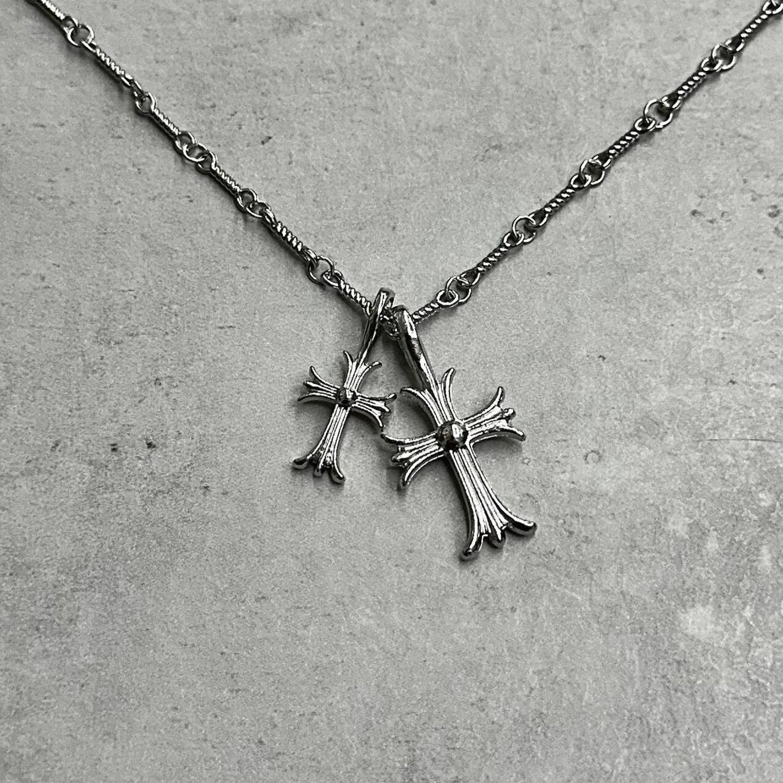 Other DOUBLE CROSS SILVER NECKLACE // MENS Size ONE SIZE - 5 Thumbnail