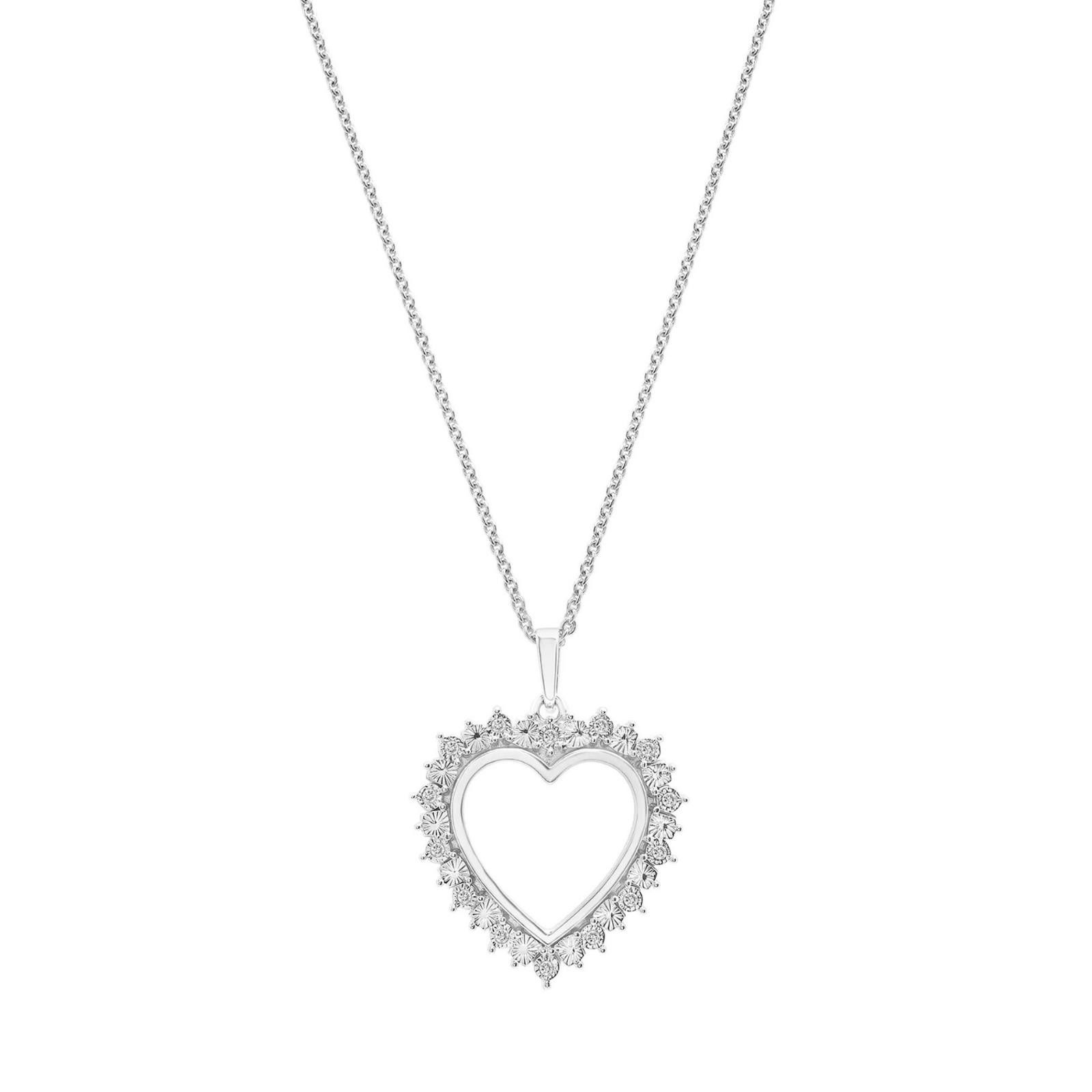 Macys Macy’s Diamond Heart Pendant Necklace – Sterling Silver Size ONE SIZE - 1 Thumbnail