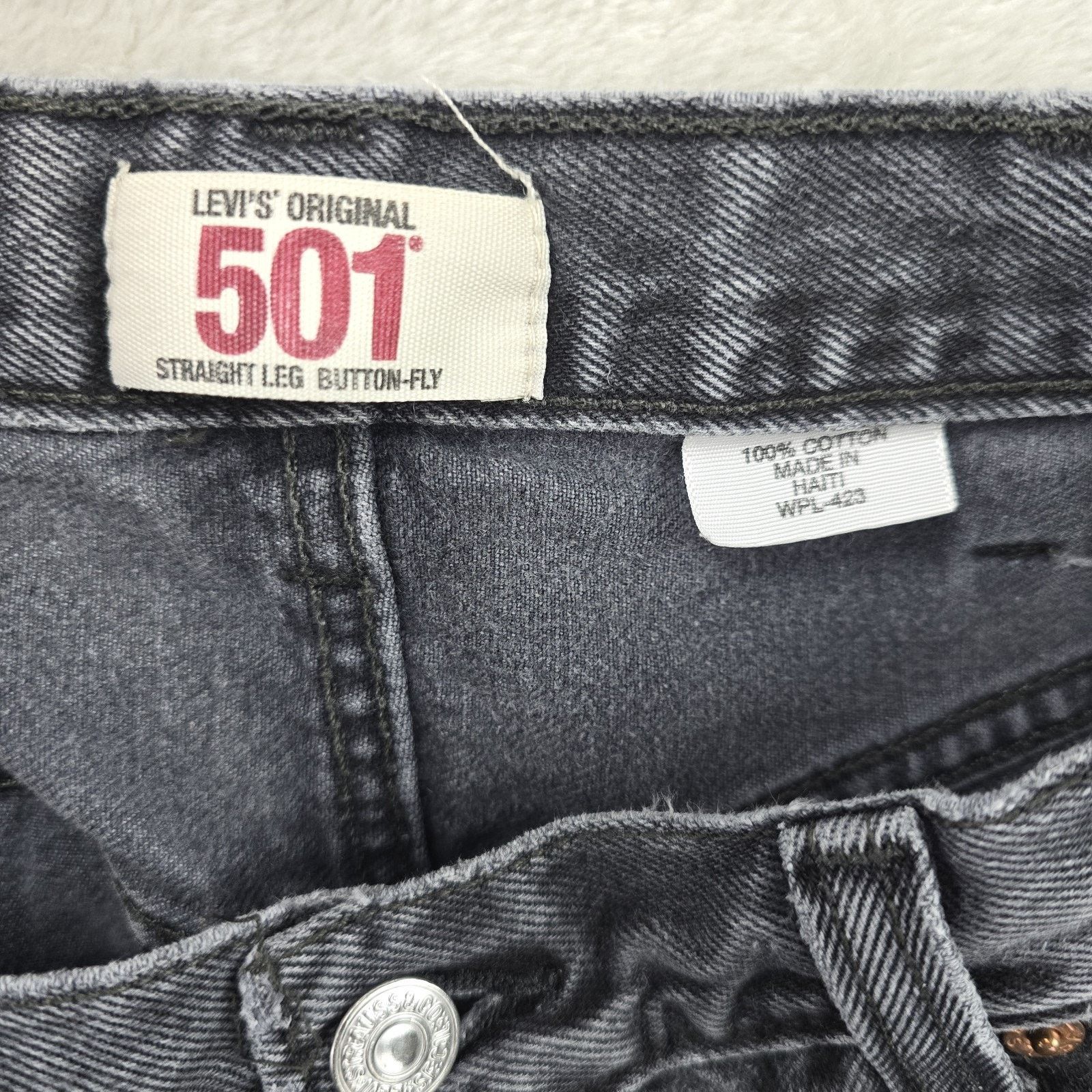 Levi's Levis 501 Jeans Mens 38x34 (Fits 34x30) Black Distressed Y2K Size US 34 / EU 50 - 8 Thumbnail