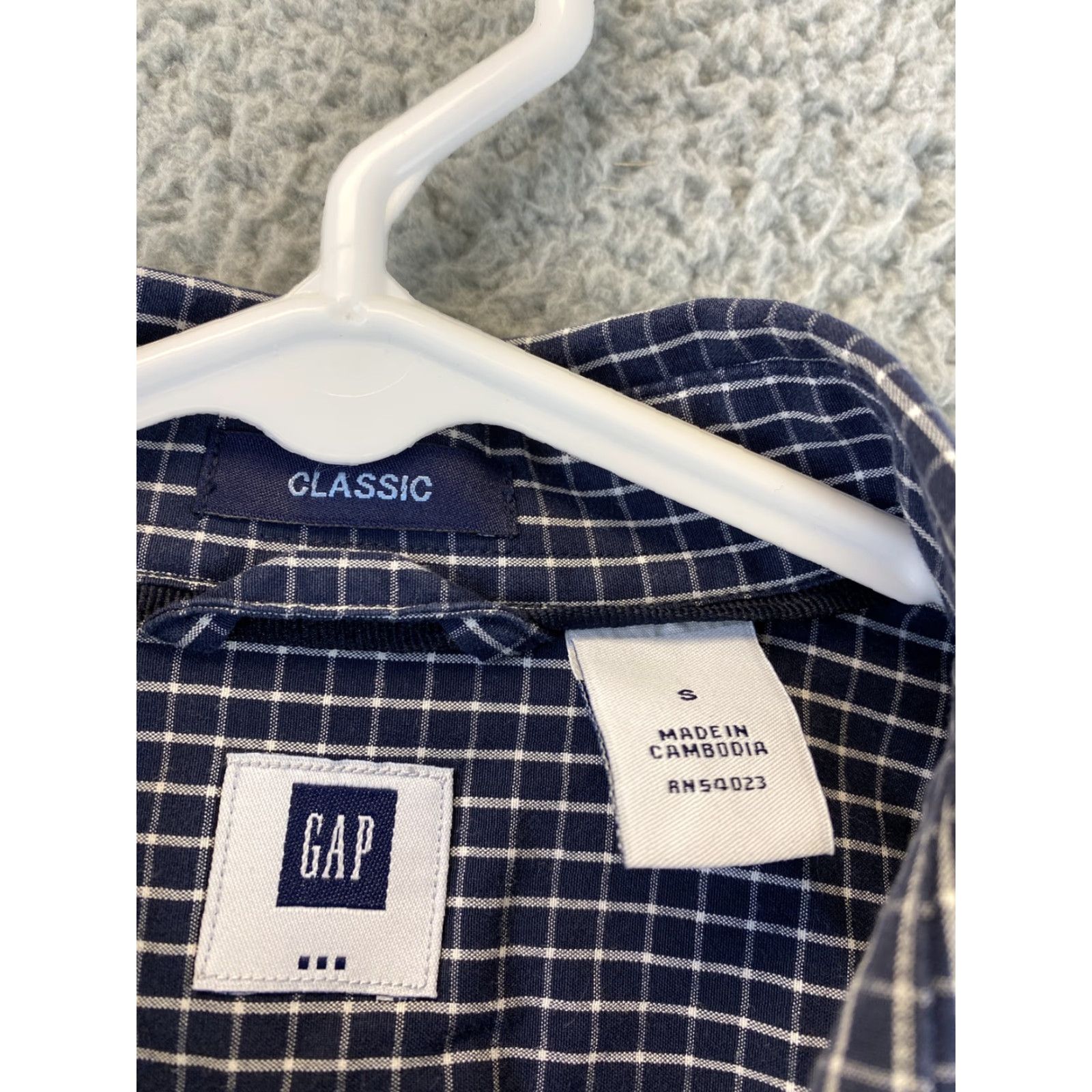 Gap Gap Men's Dress Shirt S Small Long Sleeve Check Blue Navy 75-35 Size 36R - 7 Thumbnail