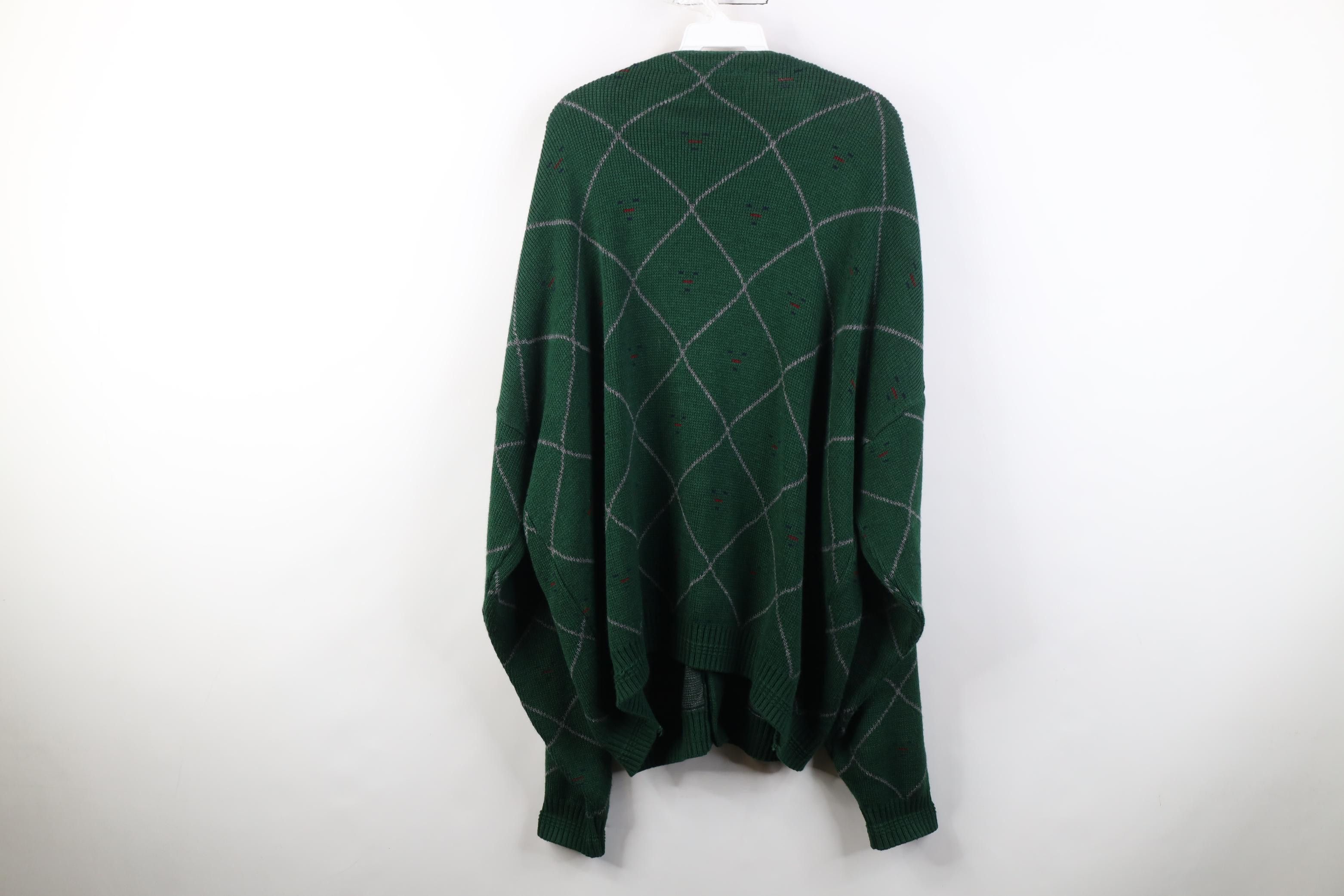Vintage Vintage 90s Streetwear Argyle Diamond Knit Cardigan Sweater Size US XL / EU 56 / 4 - 8 Thumbnail