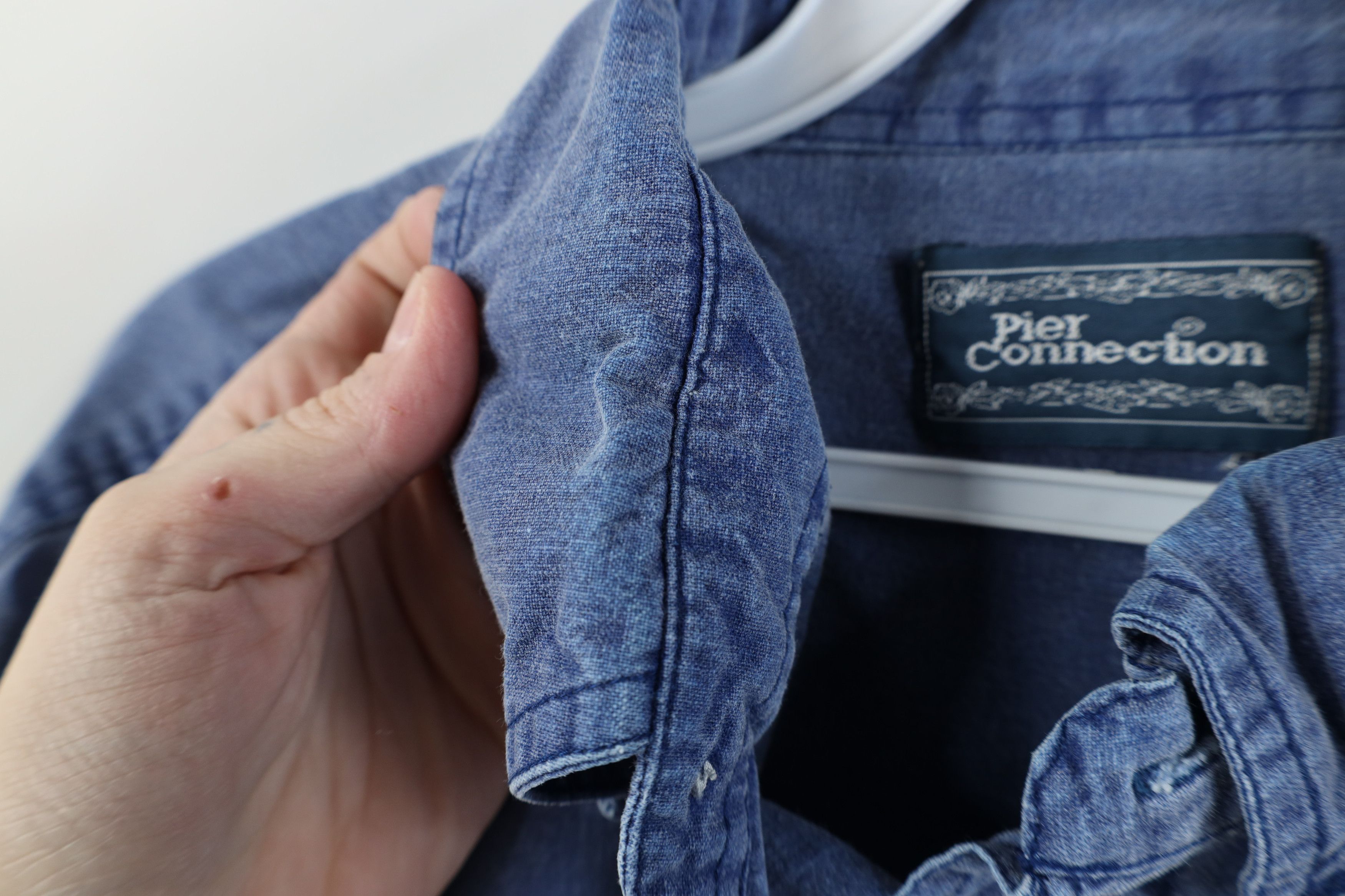 Vintage Vintage 90s Streetwear Stonewash Button Shirt Blue Cotton Size US M / EU 48-50 / 2 - 9 Thumbnail