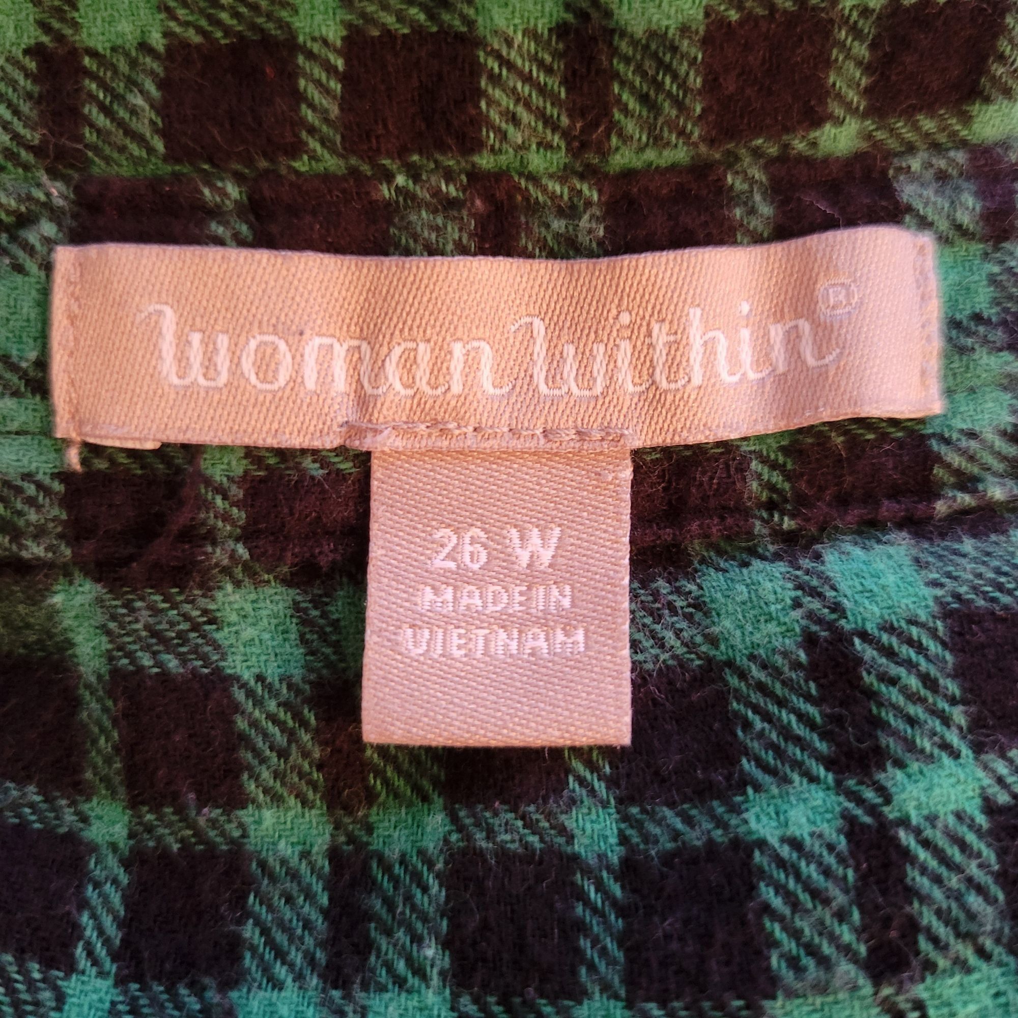 Other Woman Within 26W Plaid Green Black Button Down Dress Pockets Size 4XL / US 24-26 - 2 Thumbnail