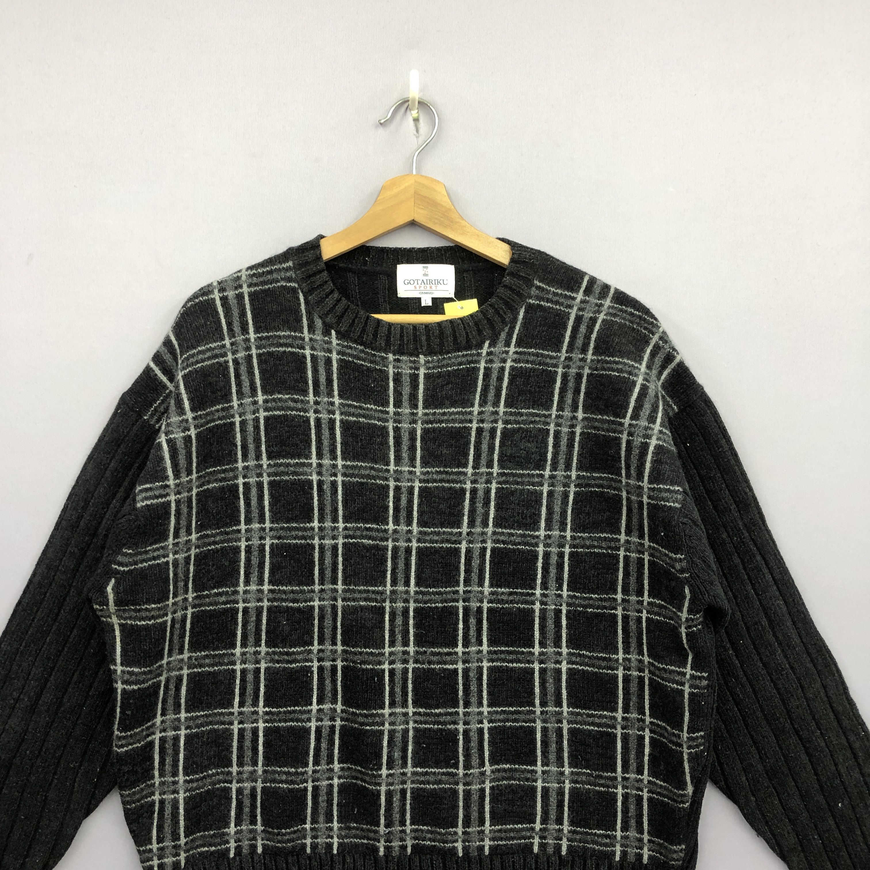 Japanese Brand Vintage Checkered Pattern Knit Sweater Japanese Sweatshirt Size US L / EU 52-54 / 3 - 3 Thumbnail