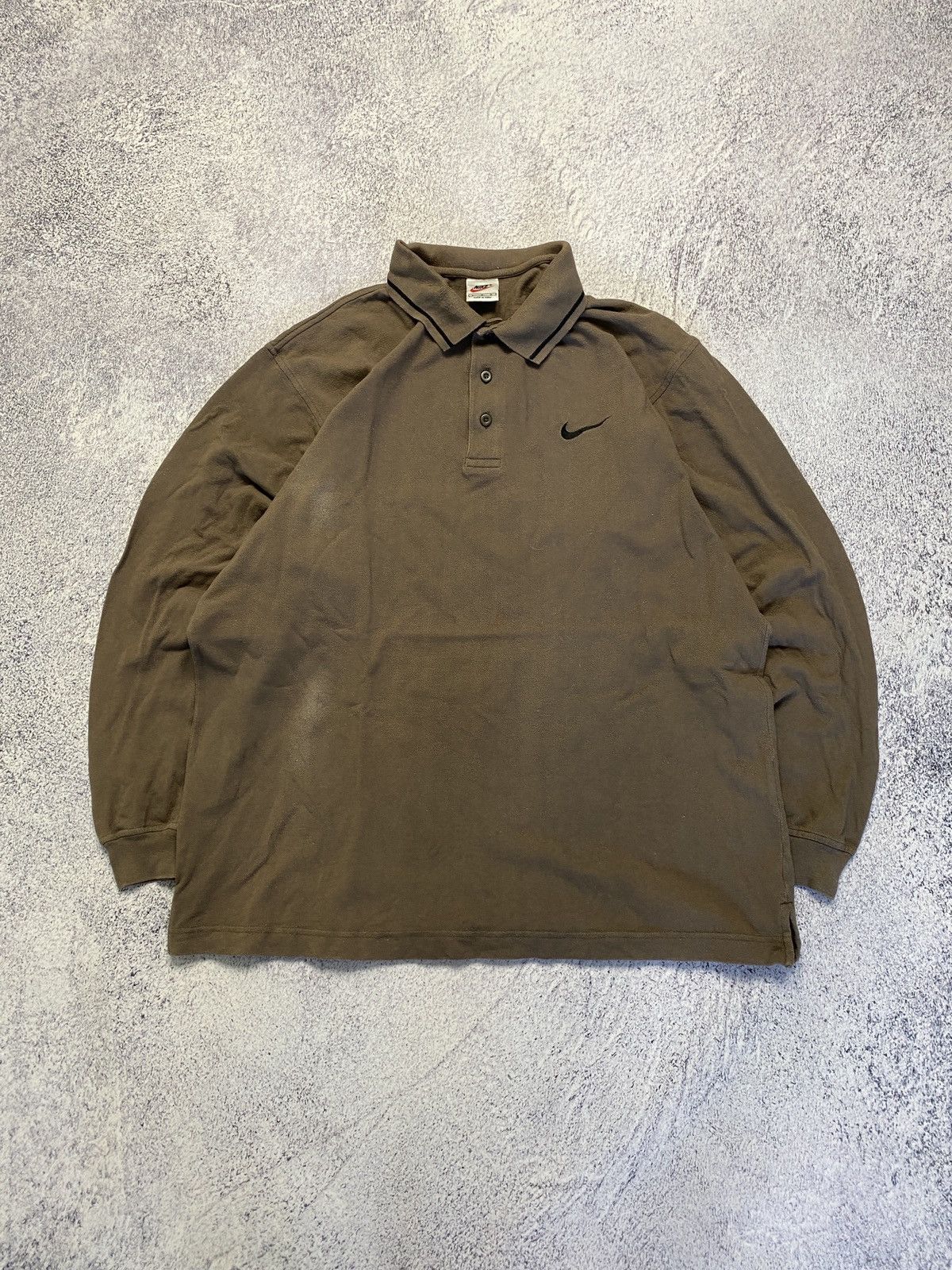 Nike × Vintage Vintage Nike Brown Rugby Longsleeve Shirt Swoosh Y2K Size US L / EU 52-54 / 3 - 1 Thumbnail