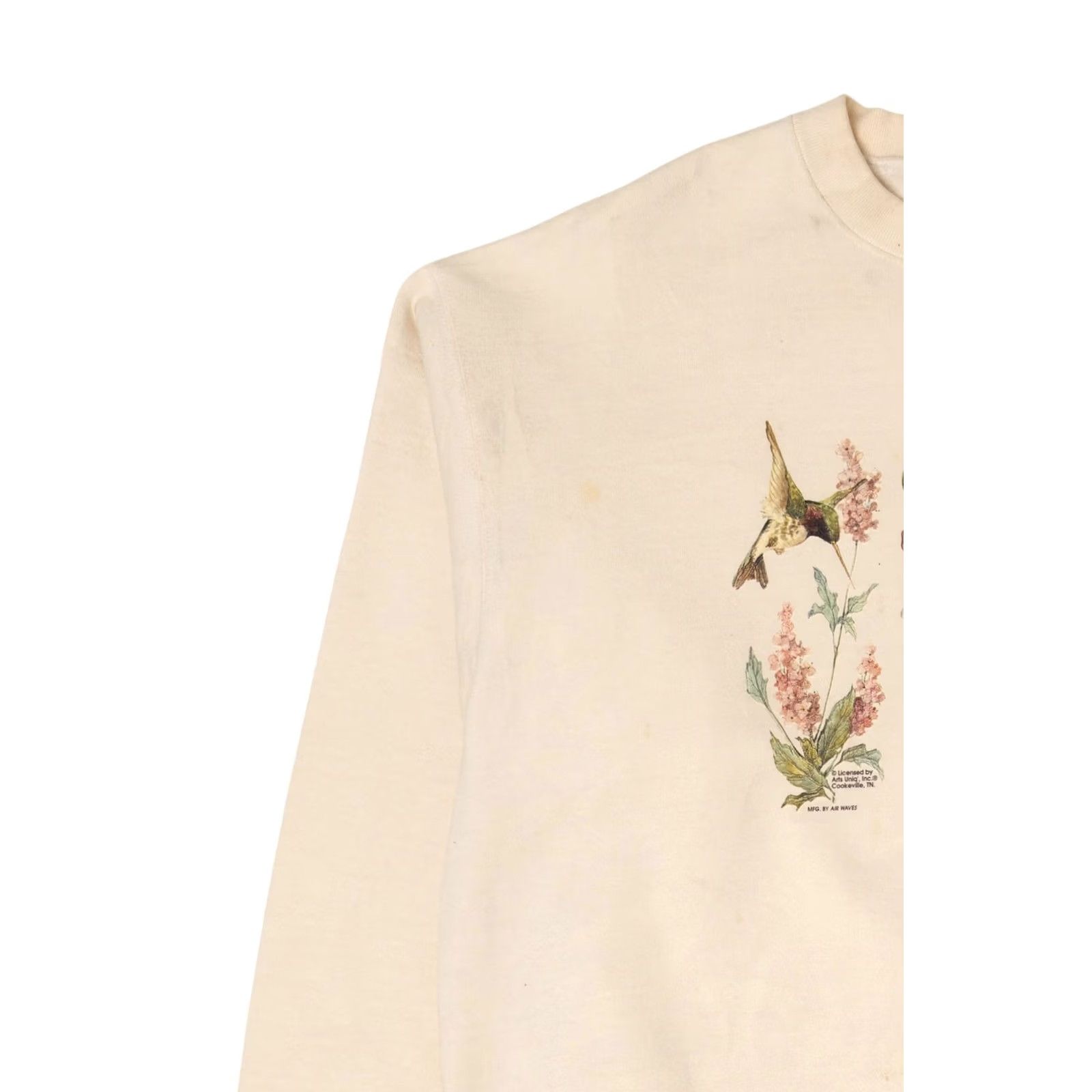 Fruit Of The Loom VINTAGE Hummingbirds And Flowers Sweatshirt Fruit of the Loom X-Large Beige 1990s Long Sleeve Cotton / Polyester Mens Womens Boys Girls Size US XL / EU 56 / 4 - 7 Thumbnail