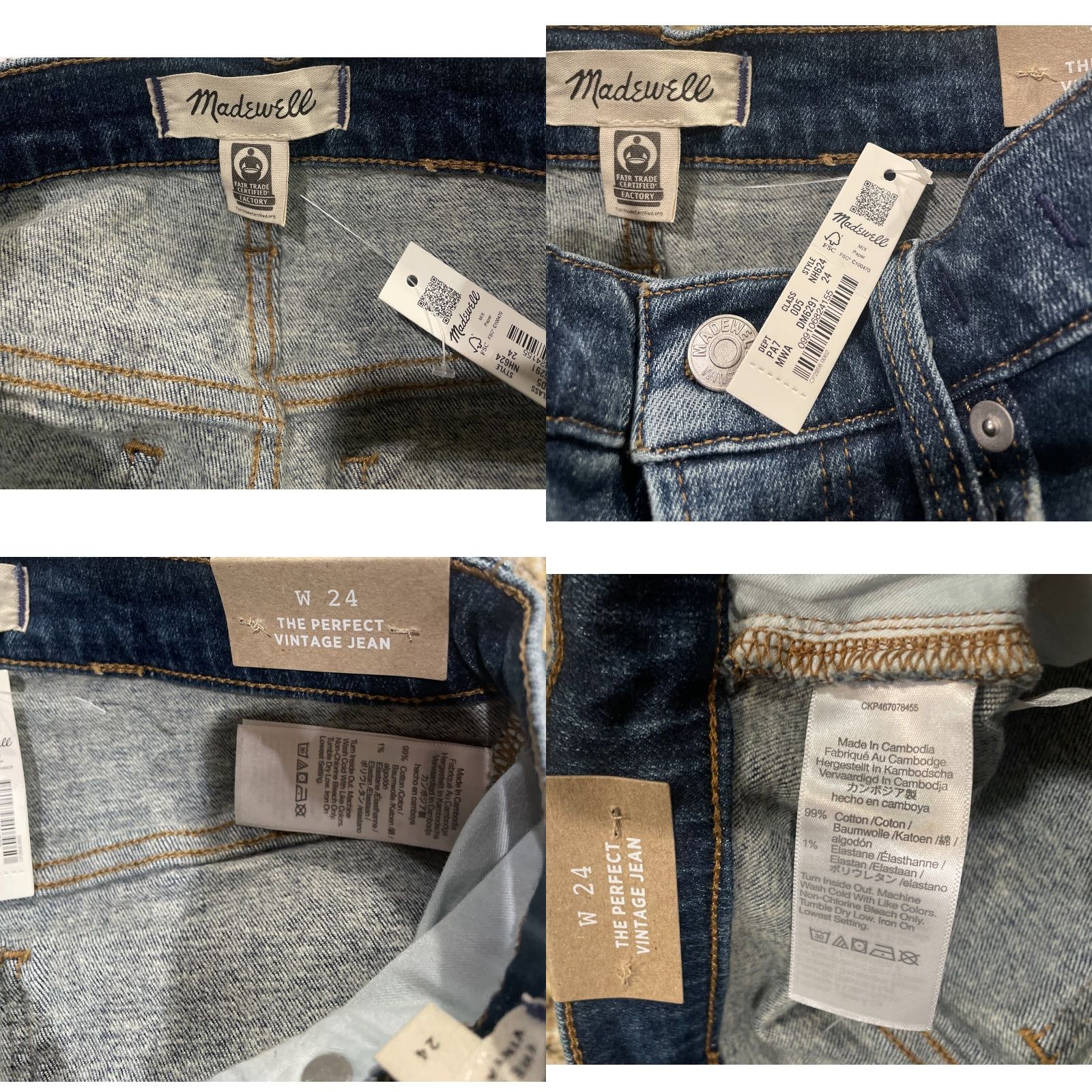 Madewell MADEWELL ThePerfect Jean Manorford Wash Sz 24 Blue Straight Denim Women's Size 42" / US 20 - 8 Thumbnail