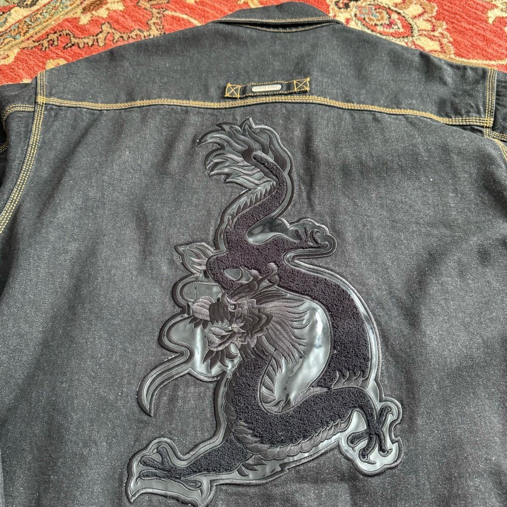Coogi Vintage Y2K Johnny Blaze Black Denim Jacket Dragon Patchwork Size US XXL / EU 58 / 5 - 8 Thumbnail